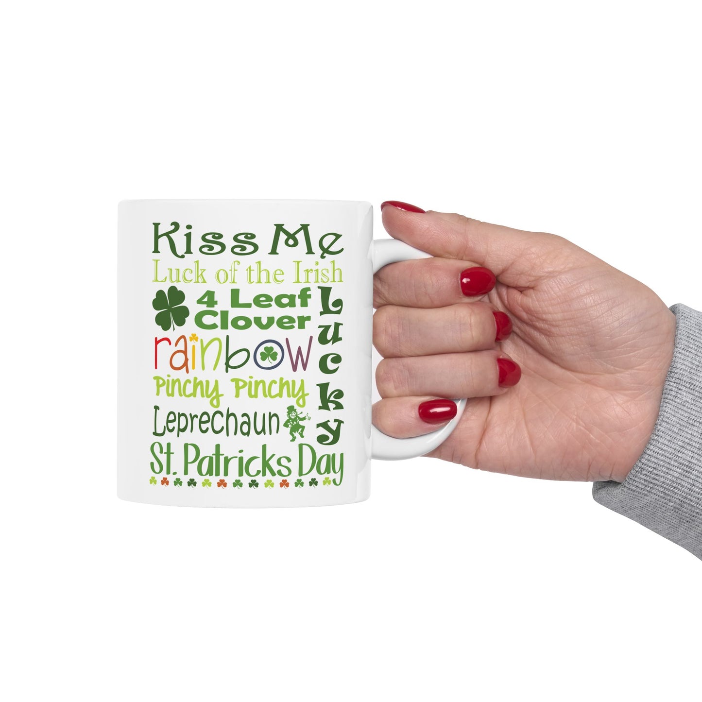 St. Patrick's Day Word Cloud Riot White Ceramic Mug — 11oz & 15oz