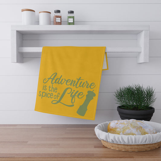 Adventure is the Spice of Life Kitchen Towel - Green and Yellow