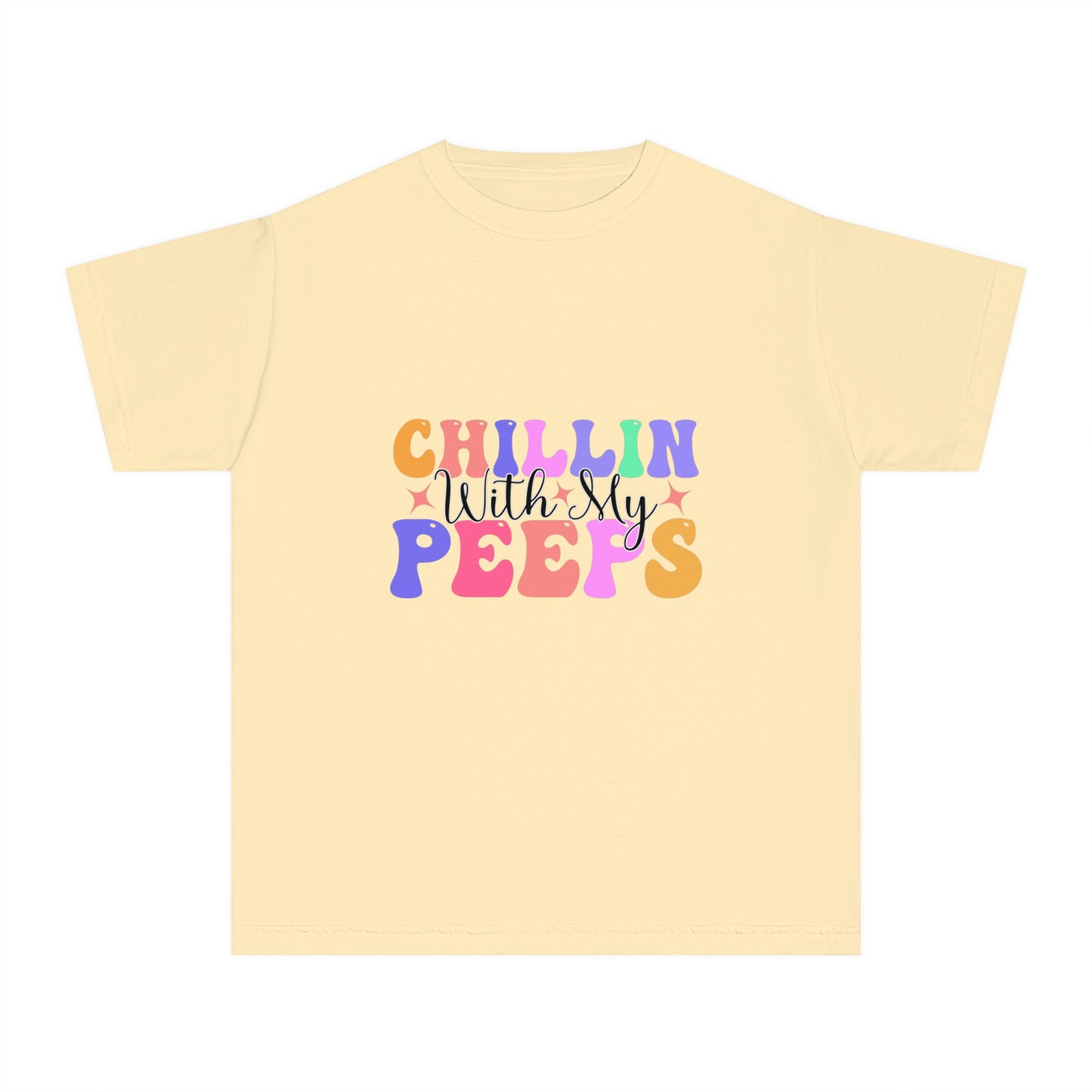 Chillin With My Peeps Youth Midweight Tee, Fun Graphic T-Shirt, Children's Summer Shirt, Casual Playwear, Gift for Kids, Youth Clothing
