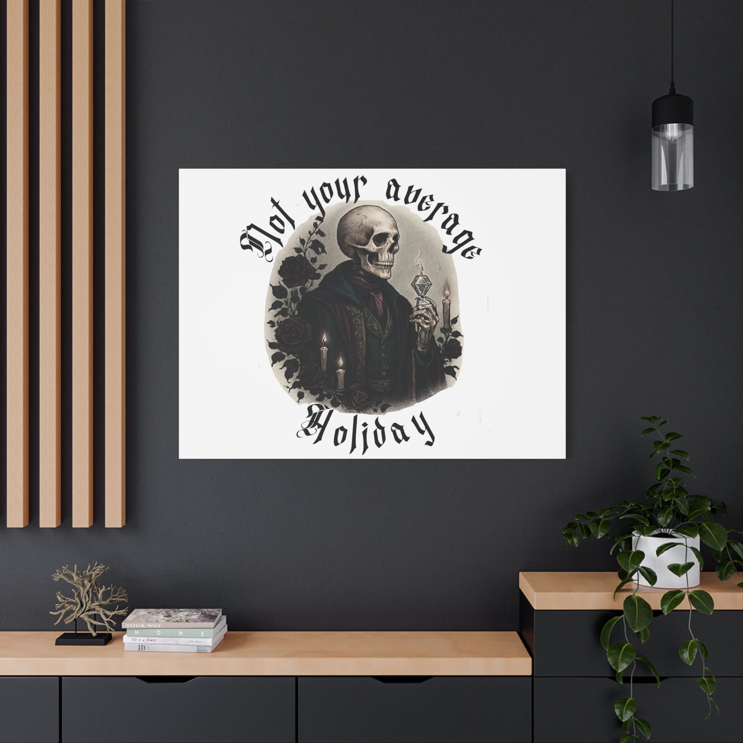 Skull Portrait Canvas Print — "Not Your Average Holiday" Gothic Wall Art