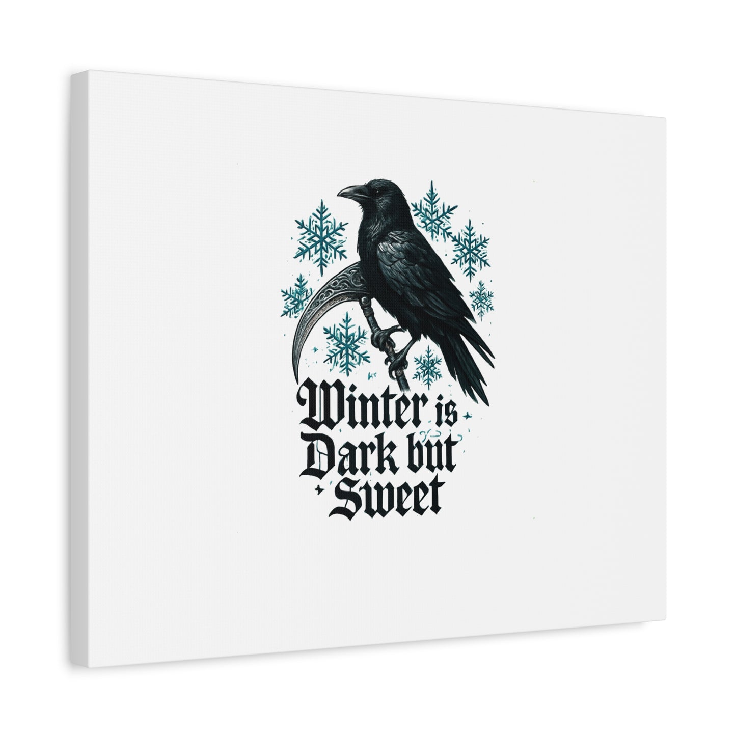 Raven Winter Canvas Art — “Winter is Dark but Sweet” Stretched Matte Print