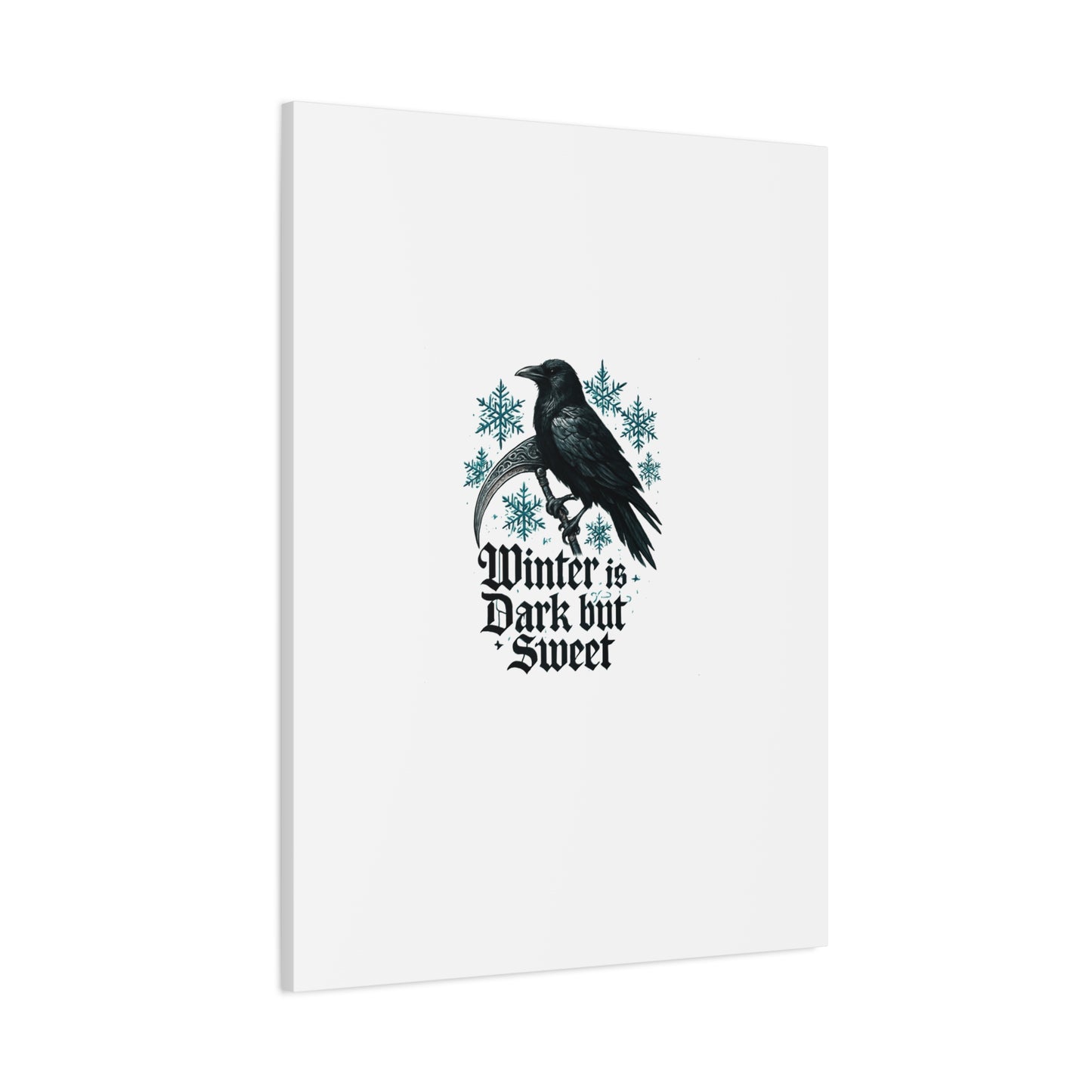 Raven Winter Canvas Art — “Winter is Dark but Sweet” Stretched Matte Print