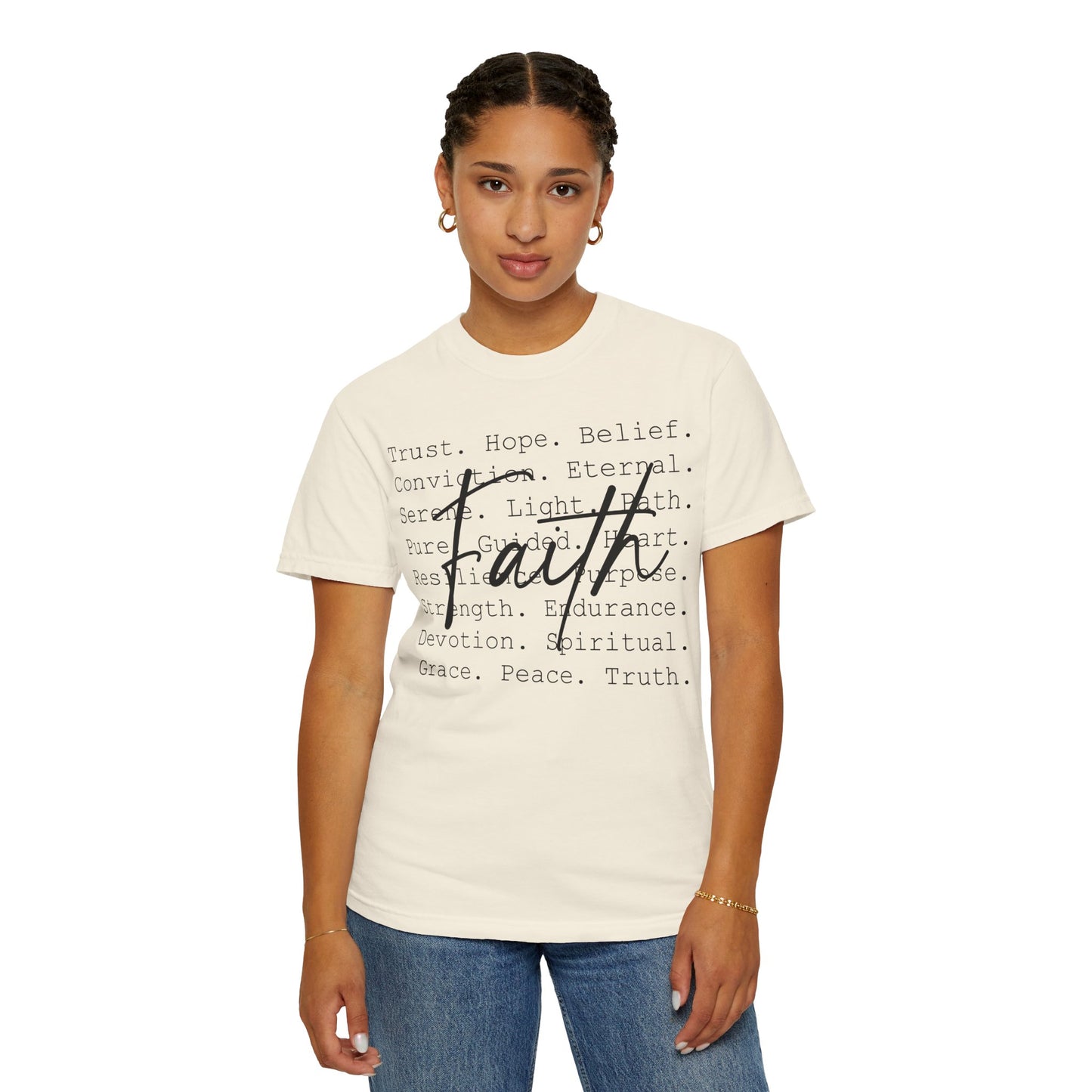 Faith-Inspired Unisex Garment-Dyed T-Shirt – Trust, Hope, Belief - Spiritual Apparel For Moms, Dads, Christians