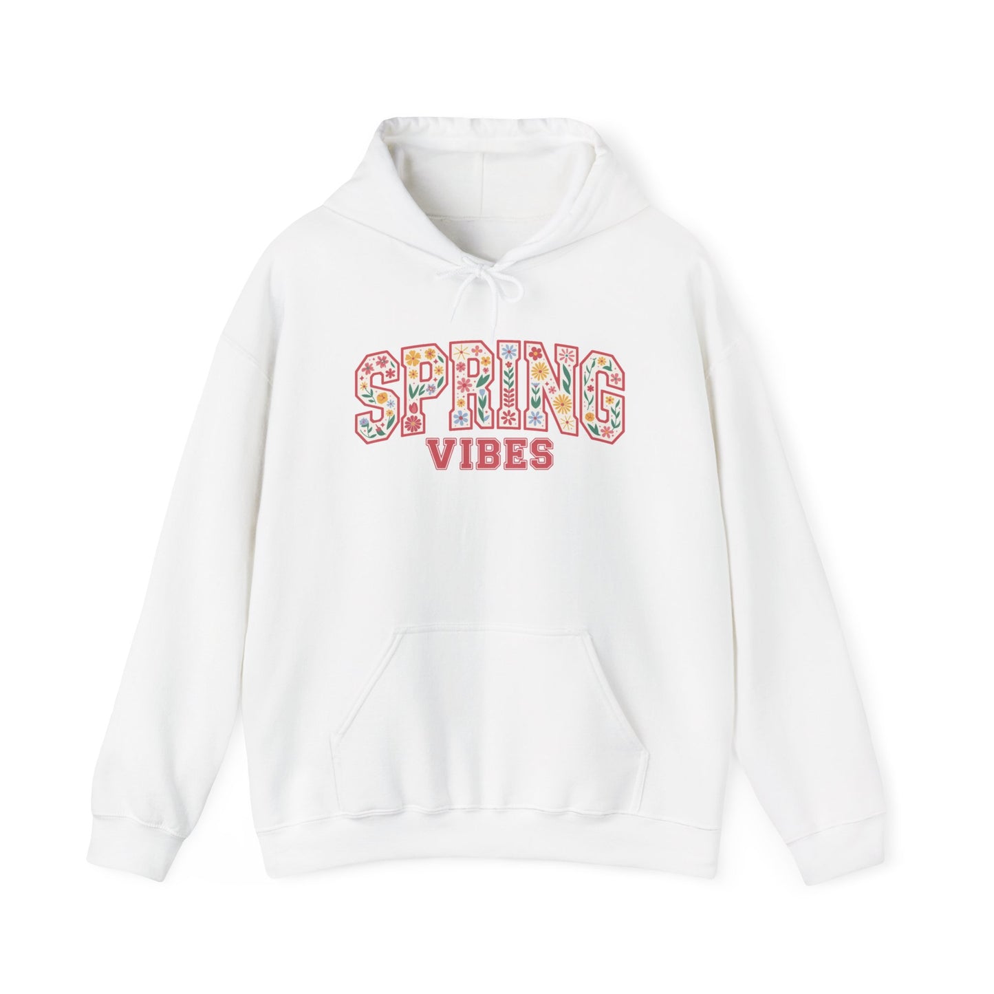 Spring Vibes Hoodie — Floral Pattern Graphic Hooded Sweatshirt