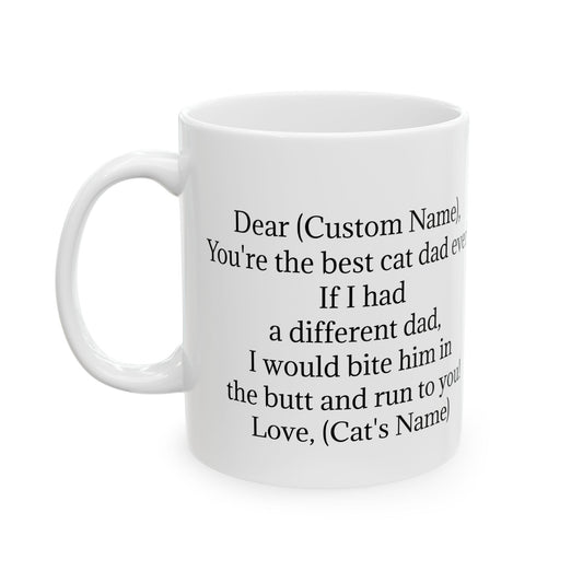 Personalized Cat Dad Ceramic Coffee Mug for Cat Dads Everwhere