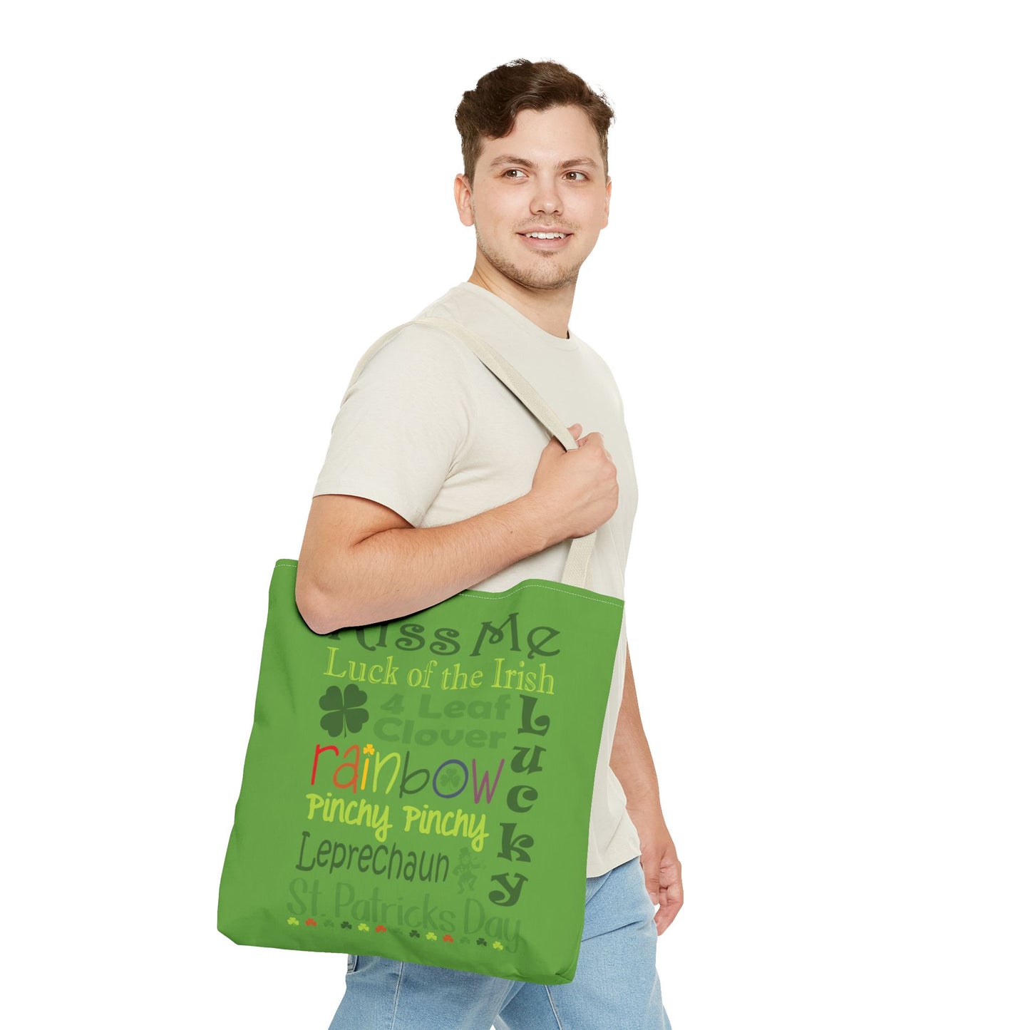 St. Patrick's Word Riot Green Tote Bag — Bold Typographic Holiday Tote - 3 Sizes