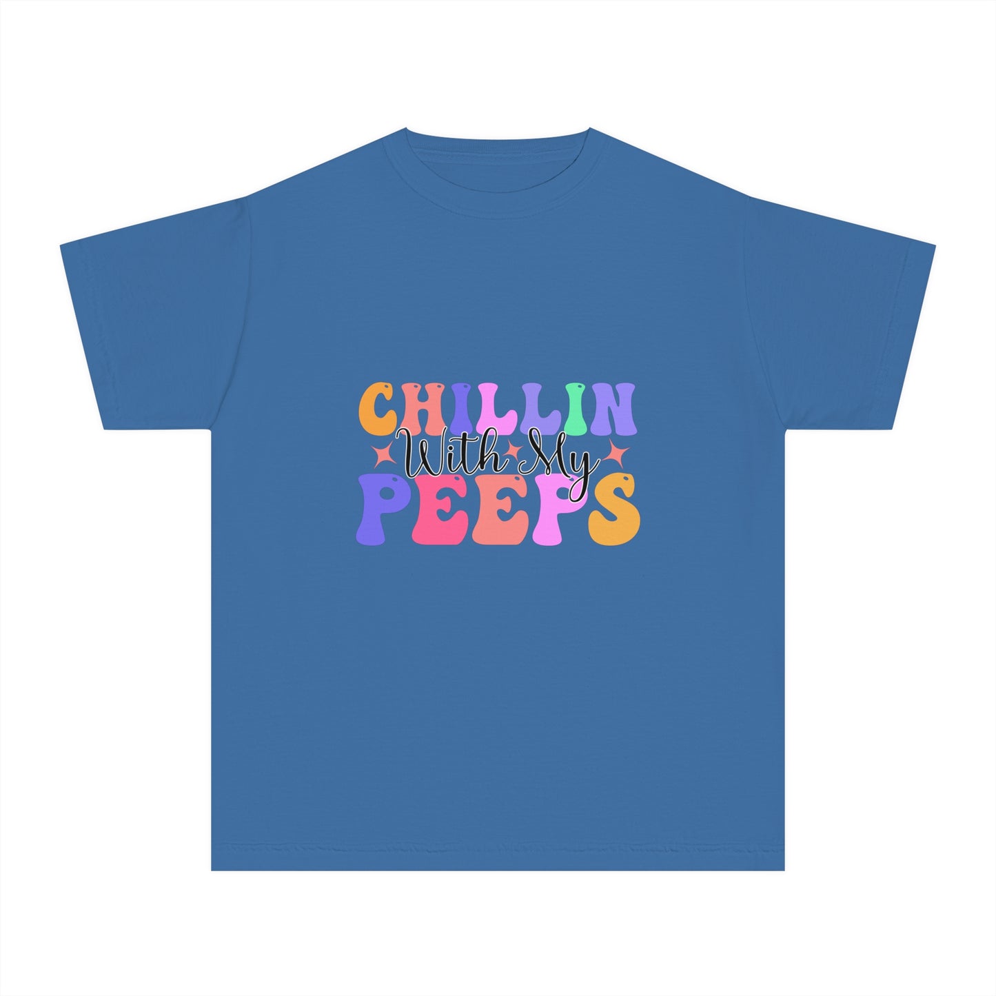 Chillin With My Peeps Youth Midweight Tee, Fun Graphic T-Shirt, Children's Summer Shirt, Casual Playwear, Gift for Kids, Youth Clothing
