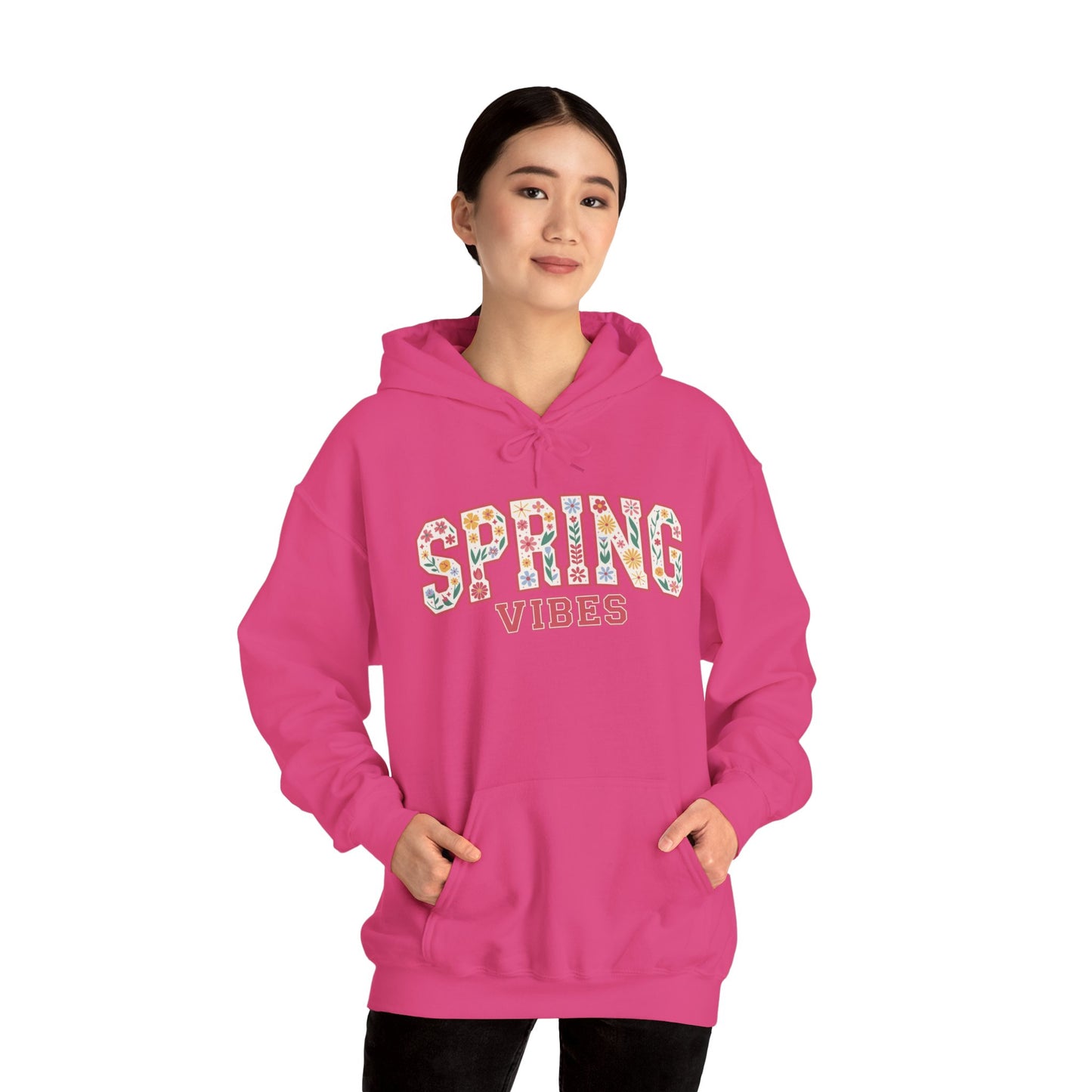 Spring Vibes Hoodie — Floral Pattern Graphic Hooded Sweatshirt