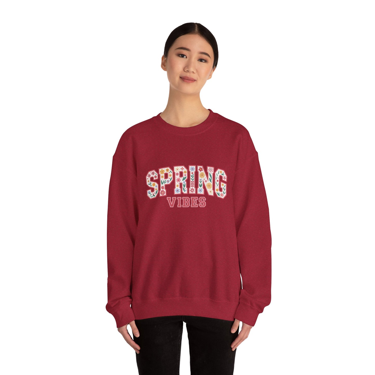Spring Vibes Floral Crewneck Sweatshirt