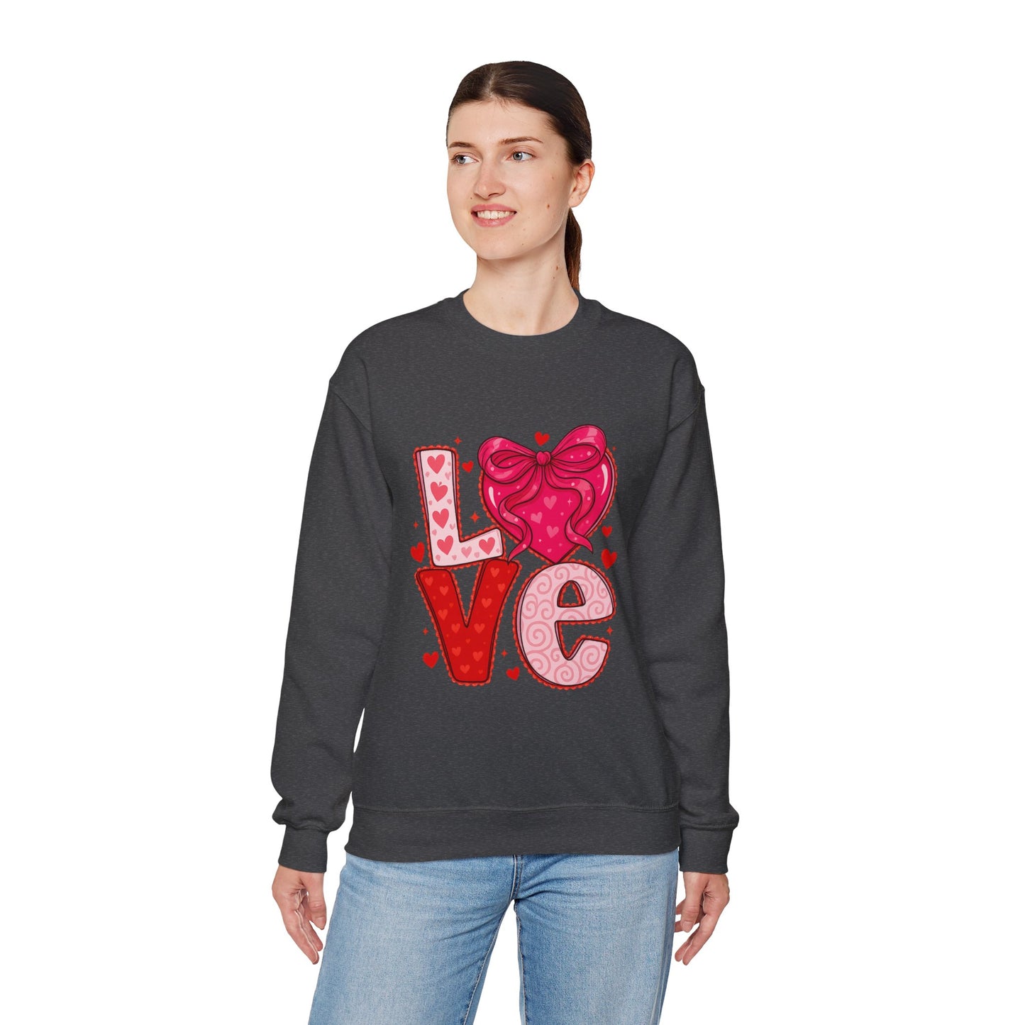 Coquette Love Crewneck Sweatshirt — Feminine Heart Graphic Crewneck