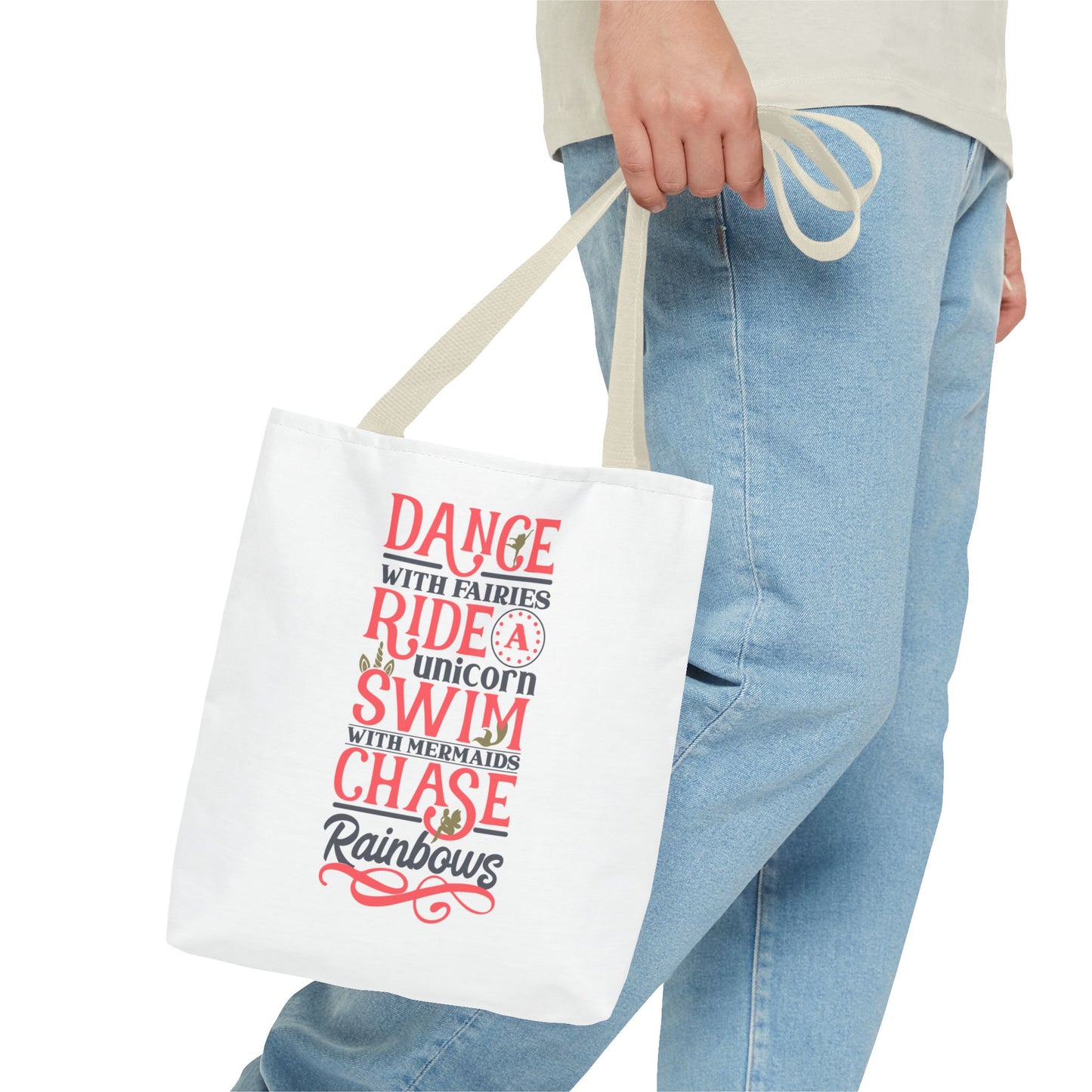 Whimsical Adventure Tote Bag - Dance with Fairies, Ride Unicorns, Swim with Mermaids