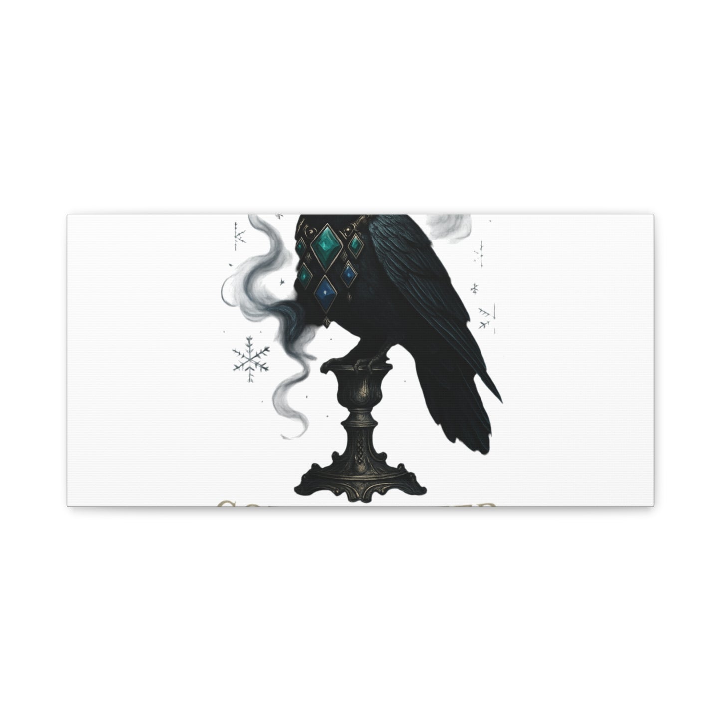 Gothic Raven Canvas Art – “Gothic Cheer, Give Me Fear” Matte Stretched Wall Decor