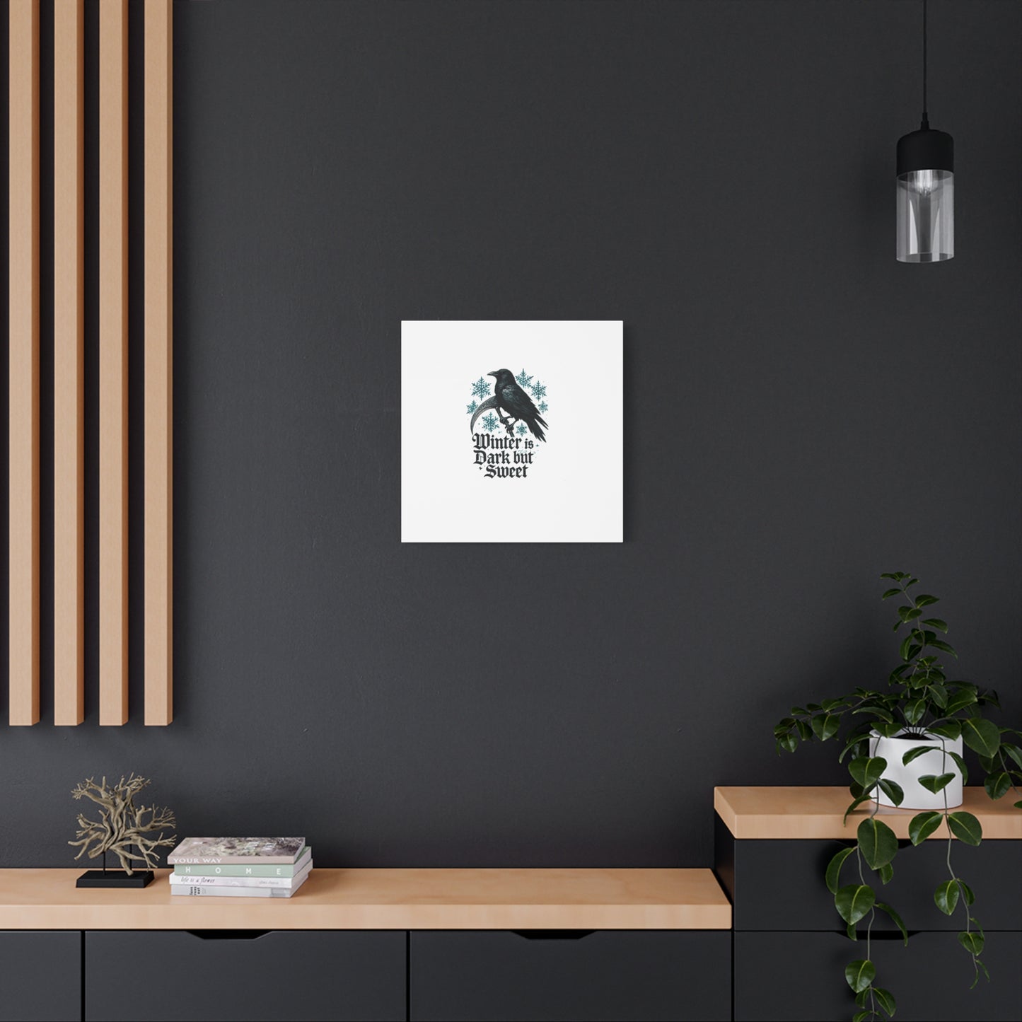 Raven Winter Canvas Art — “Winter is Dark but Sweet” Stretched Matte Print