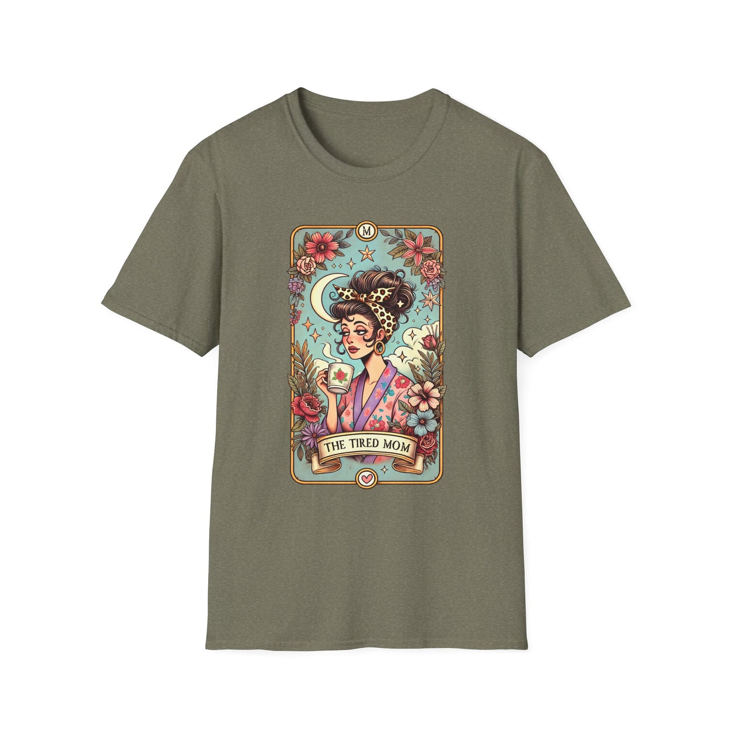 The Tired Mom Tarot Softstyle T-Shirt - Relaxed Fit Floral Design for Everyday Comfort