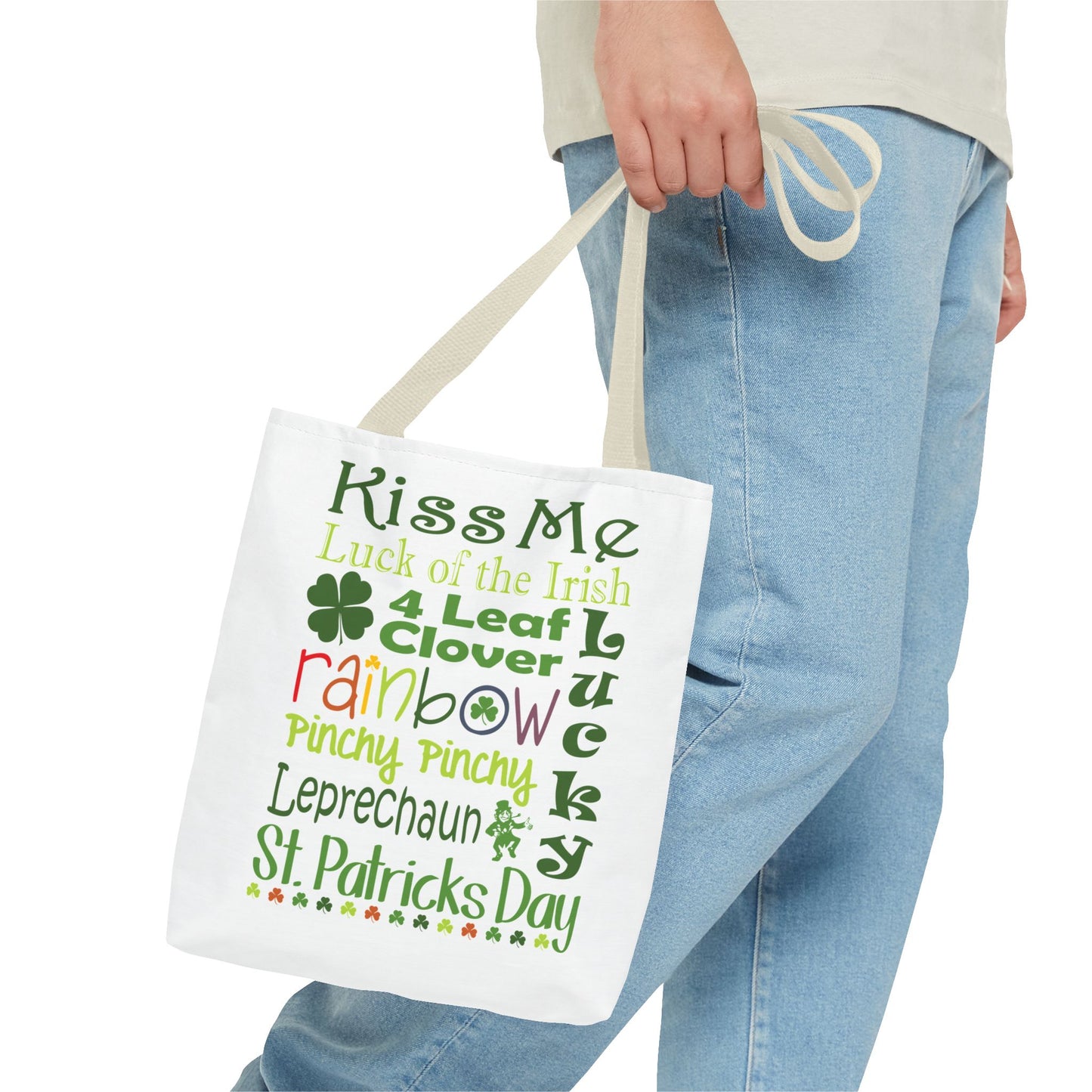 St. Patrick's Word Riot White Tote Bag — Bold Typographic Holiday Tote - 3 Sizes