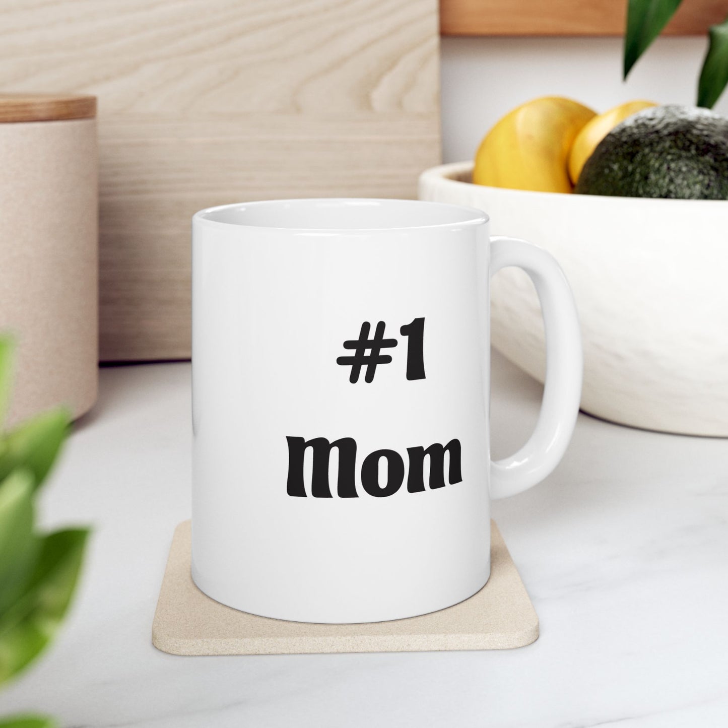 Funny Coffee Mug – “#1 Mom” Black Typography Ceramic Mug (11oz & 15oz)