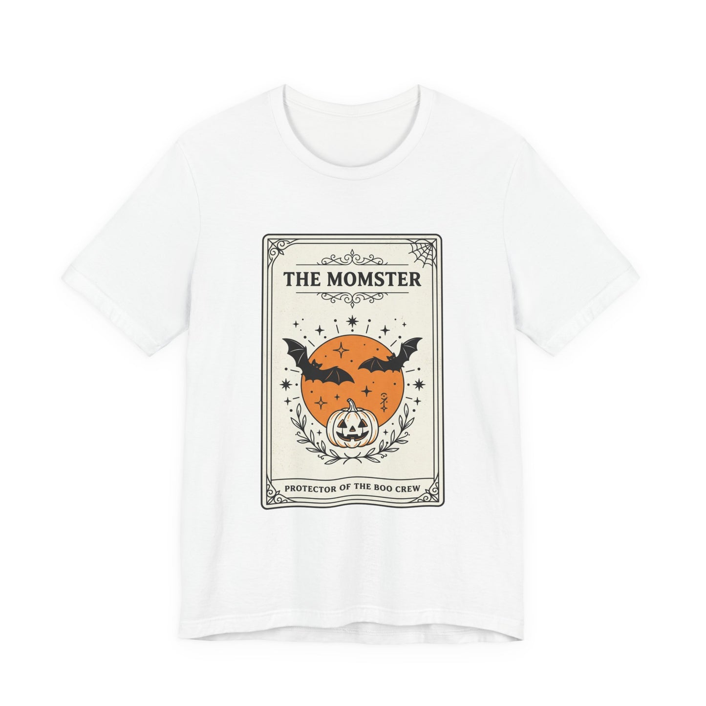 Momster Pumpkin Crest Tee | Halloween bats, spooky vintage orange