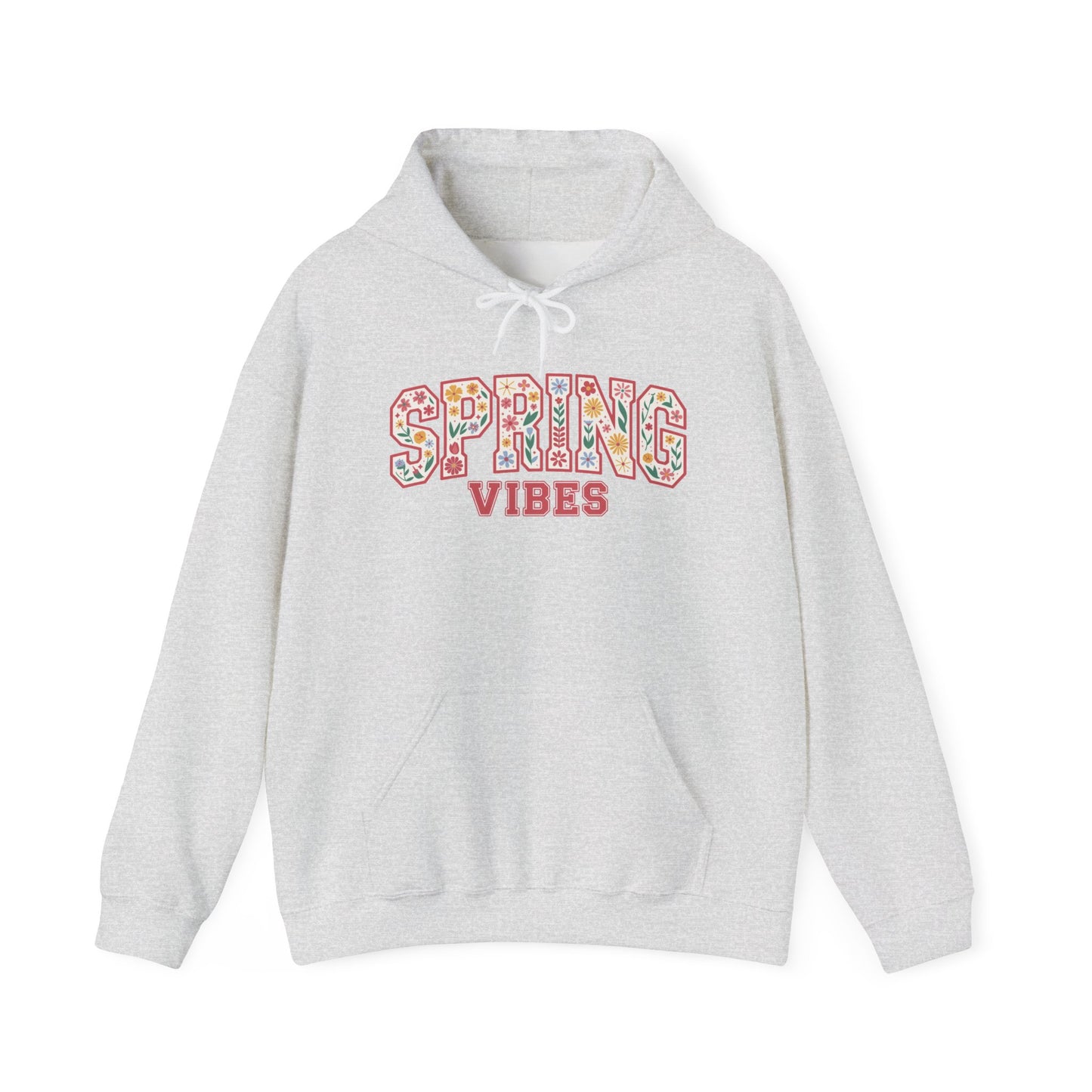 Spring Vibes Hoodie — Floral Pattern Graphic Hooded Sweatshirt