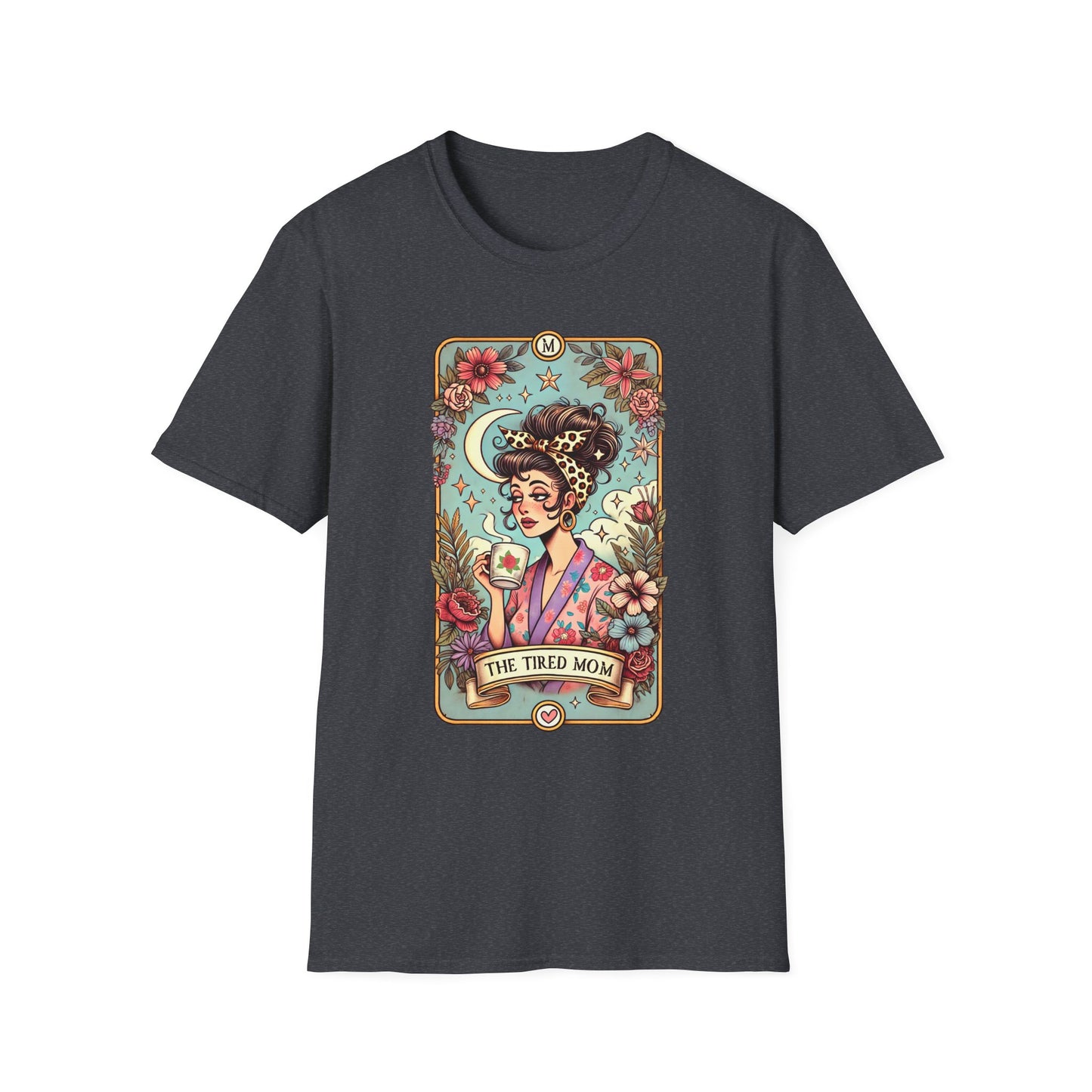 The Tired Mom Tarot Softstyle T-Shirt - Relaxed Fit Floral Design for Everyday Comfort