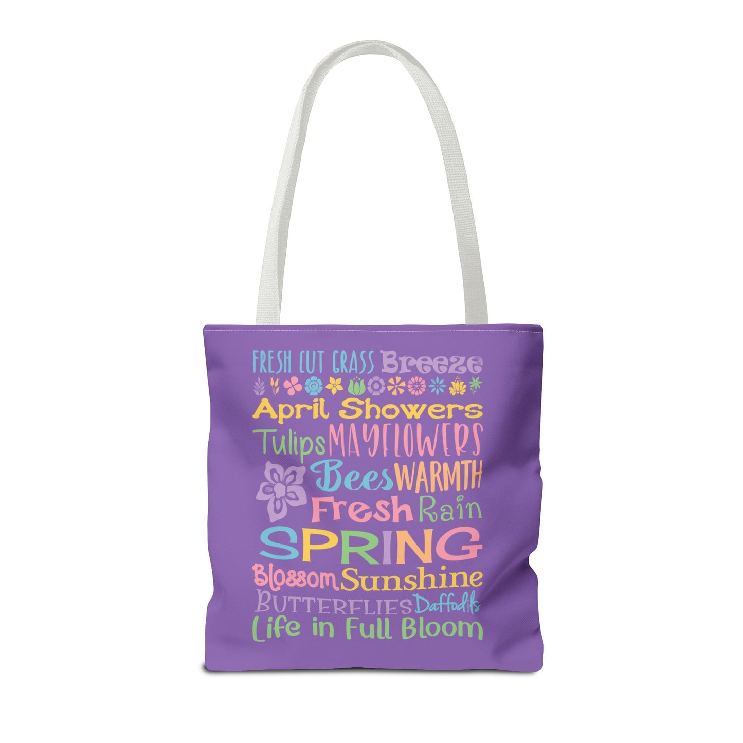 Spring Word Riot Purple Tote Bag — Pastel Floral Typography Tote