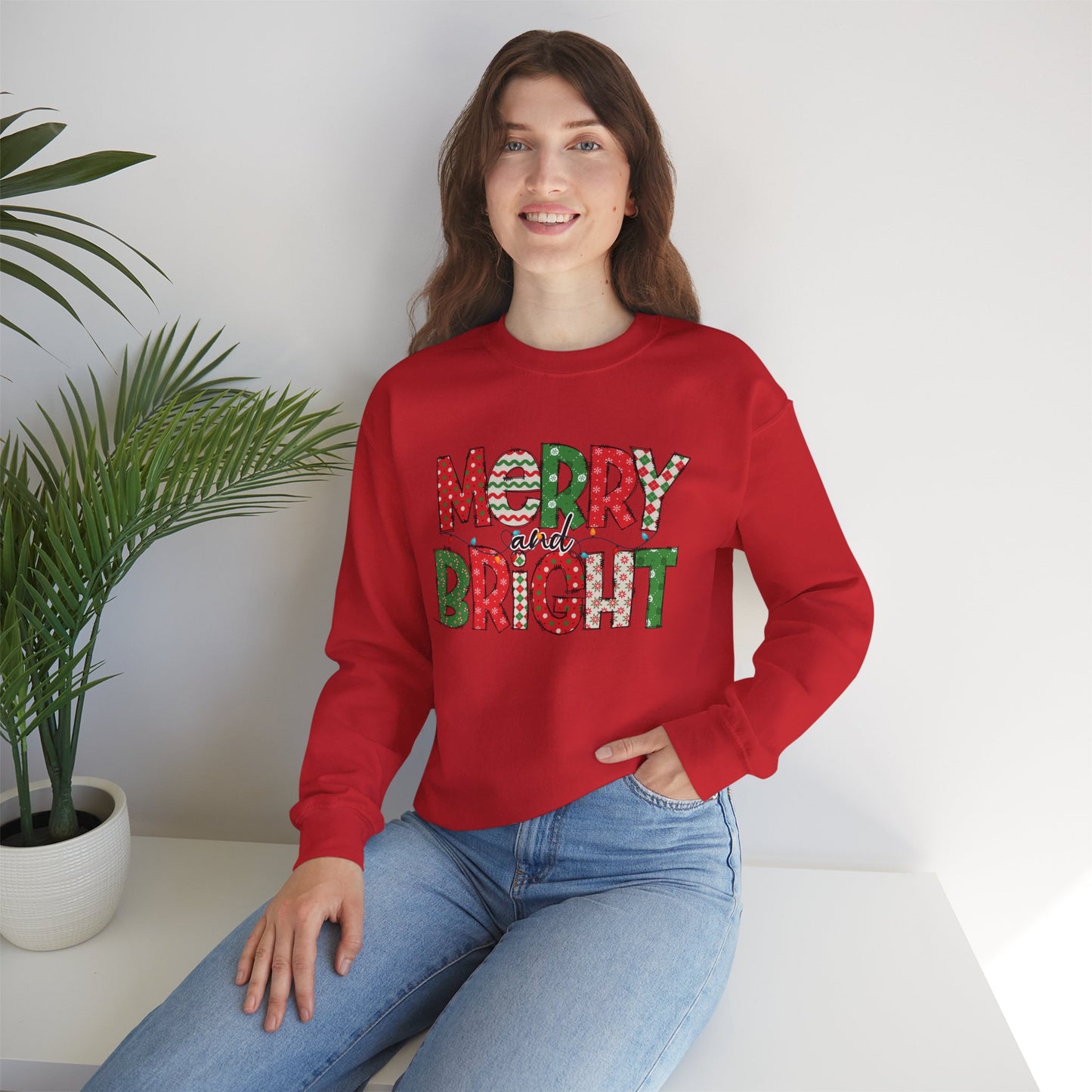 Merry and Bright Crewneck Sweatshirt — Festive Holiday Sweatshirt