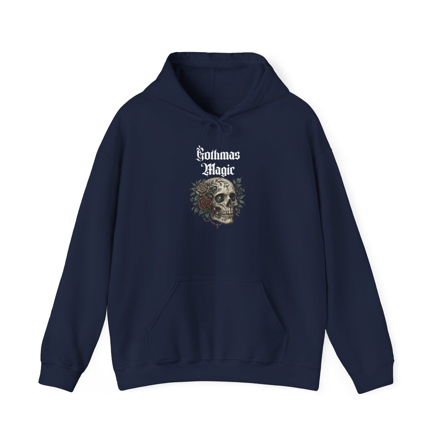Gothmas Magic Hoodie — Skull & Wreath Gothic Holiday Sweatshirt