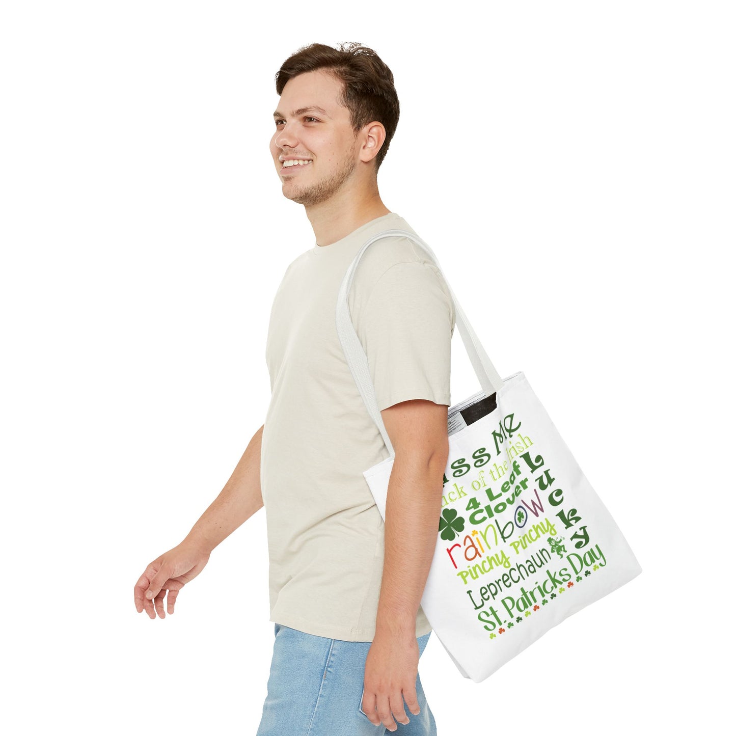 St. Patrick's Word Riot White Tote Bag — Bold Typographic Holiday Tote - 3 Sizes