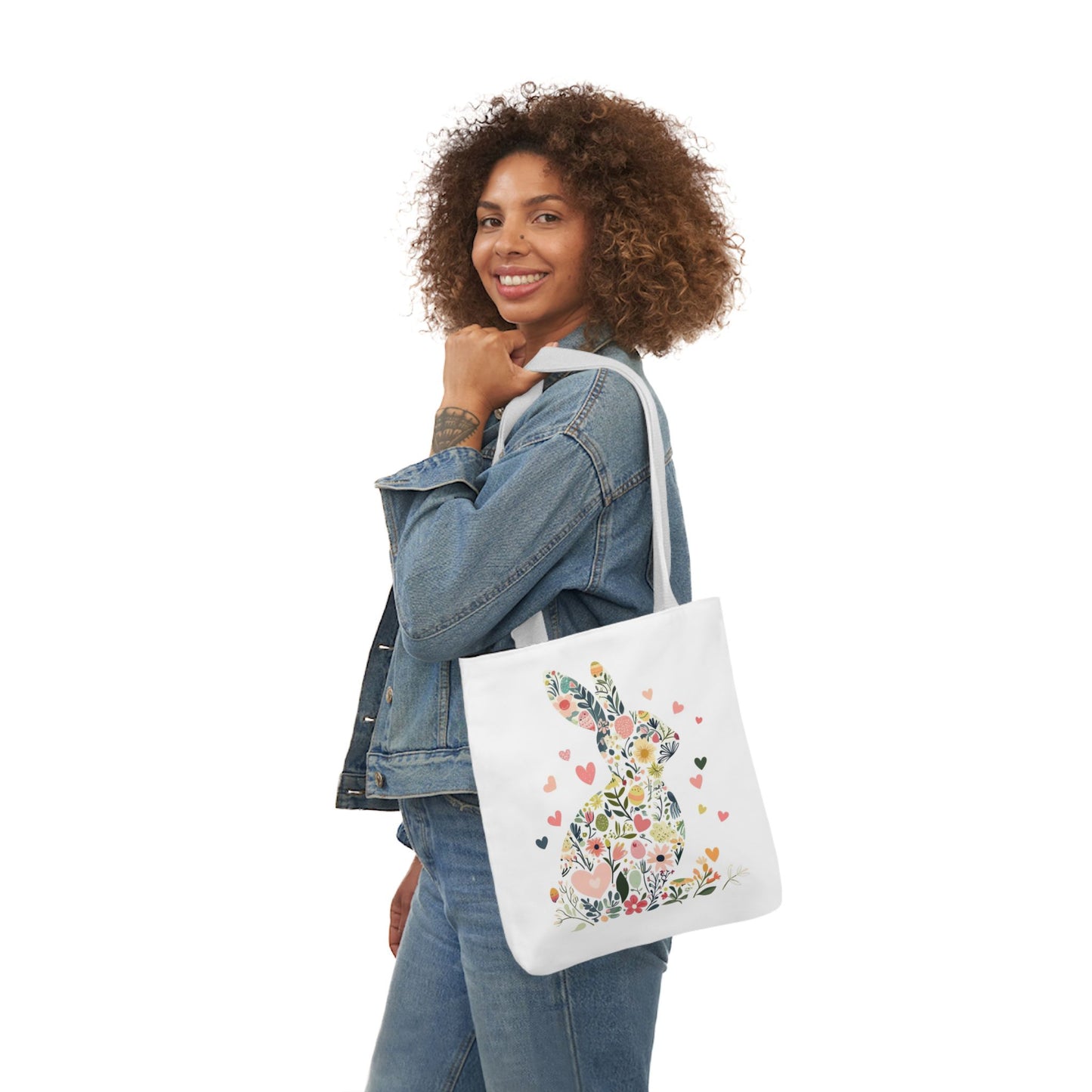 Floral Bunny Canvas Tote Bag