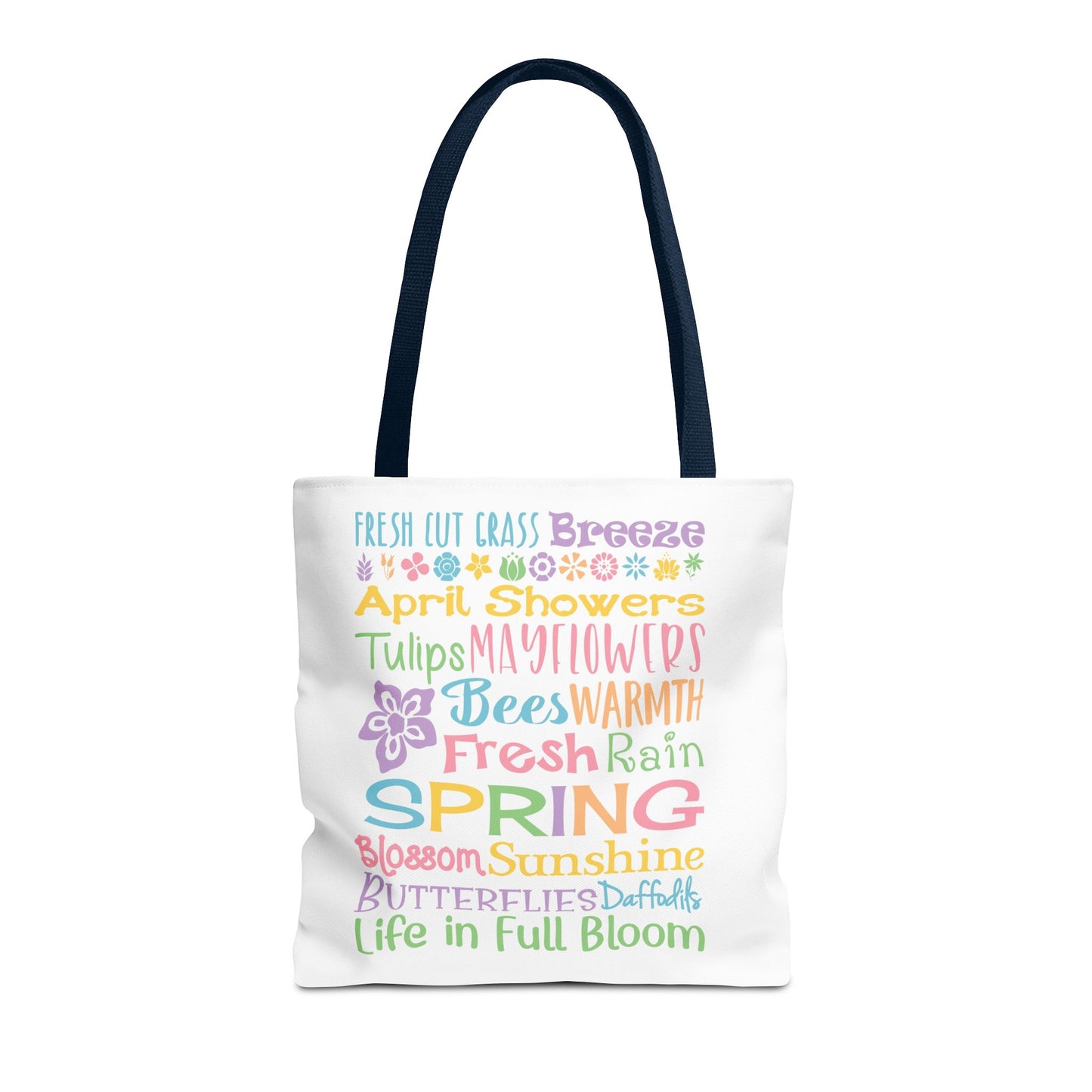 Spring Words Tote Bag — Pastel Floral Typography Tote