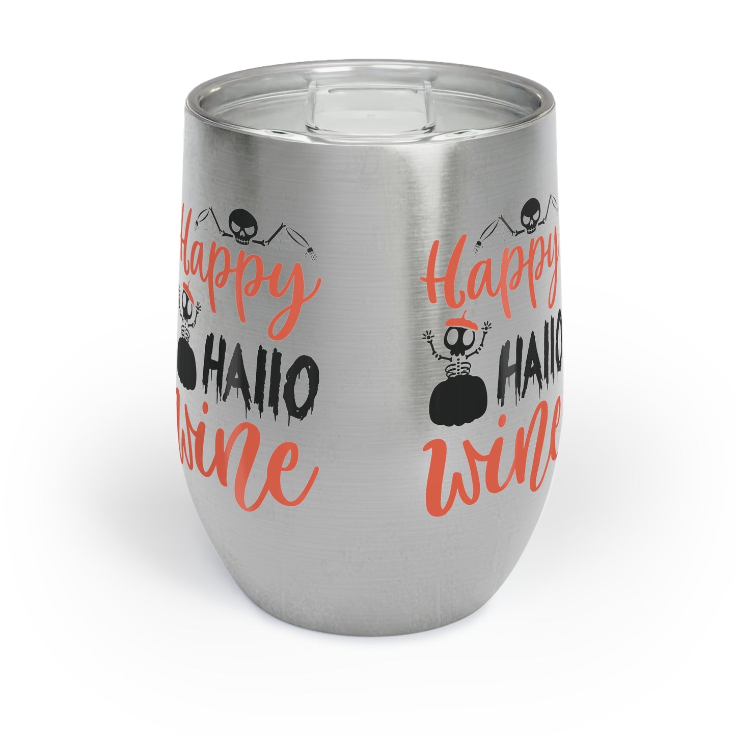 Happy Hallowine Wine Tumbler, Halloween Drink Cup, Reusable Insulated Wine Holder for Fall Parties, Spooky Season Gift