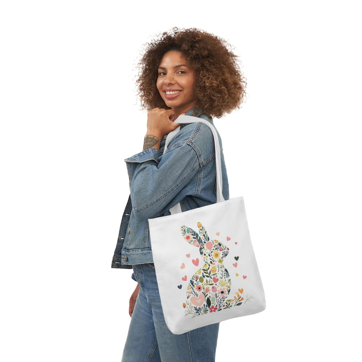 Floral Bunny Canvas Tote Bag