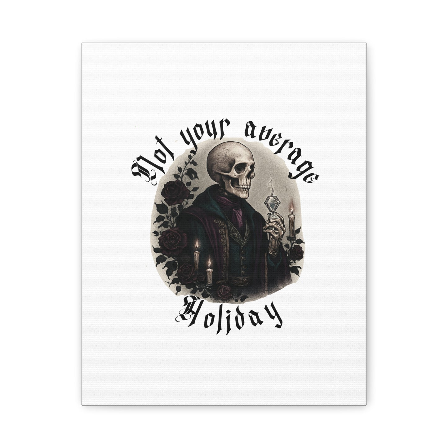 Not Your Average Holiday Canvas Wall Art — Gothic Skull Skeleton with Candles & Roses