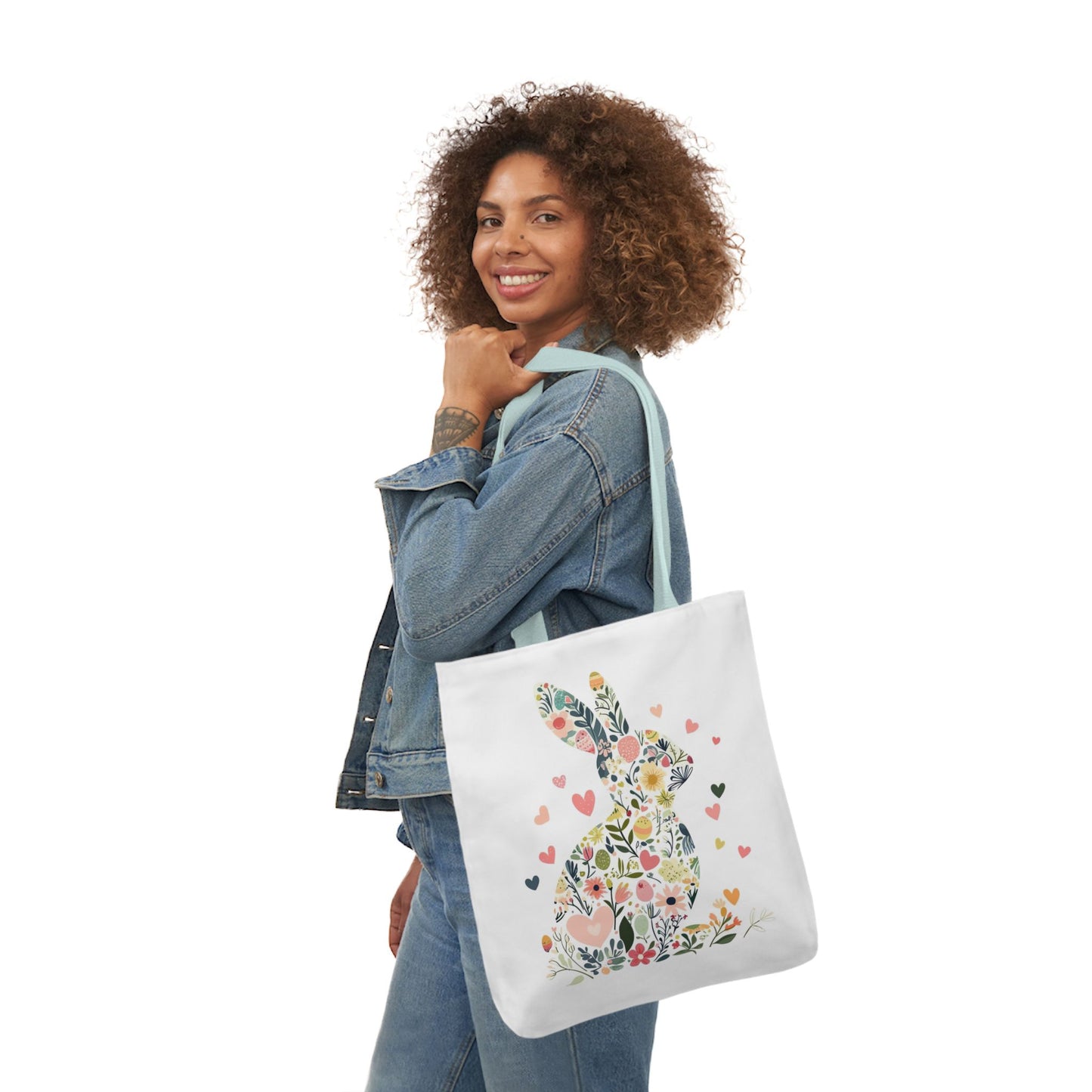 Floral Bunny Canvas Tote Bag