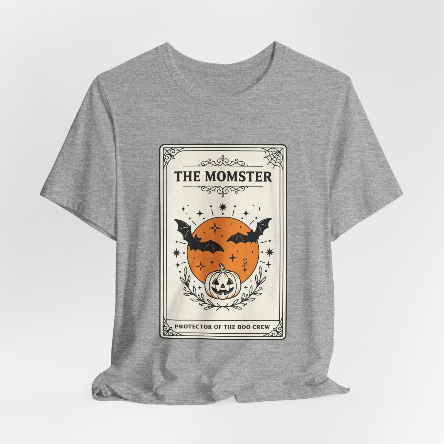 Momster Pumpkin Crest Tee | Halloween bats, spooky vintage orange