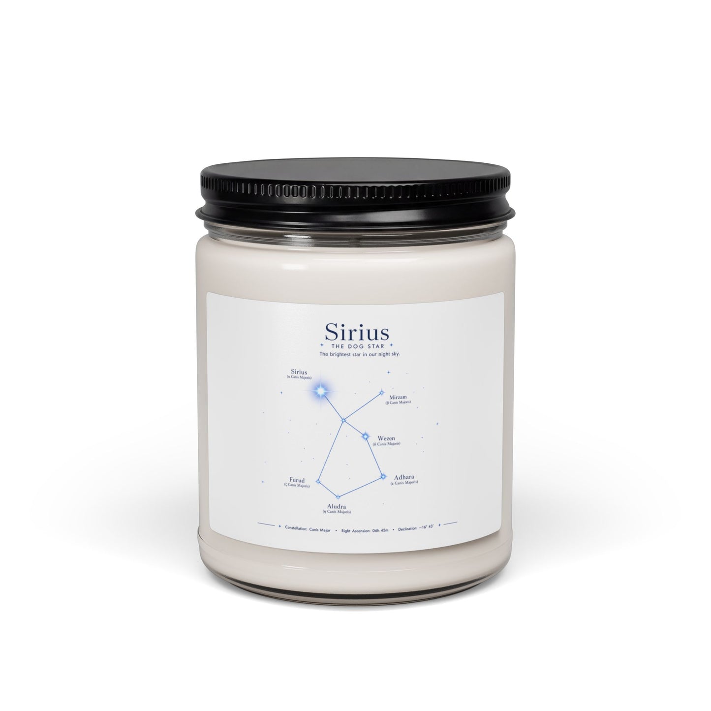 Dog Days of Summer Sirius Constellation Soy Candle — 9oz Scented Jar (Dog Star Astronomy Gift)