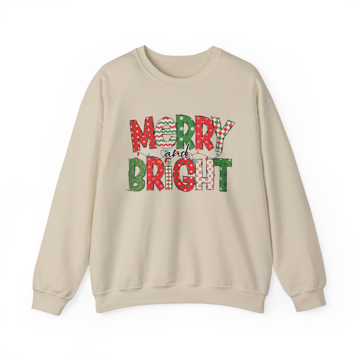 Merry and Bright Crewneck Sweatshirt — Festive Holiday Sweatshirt