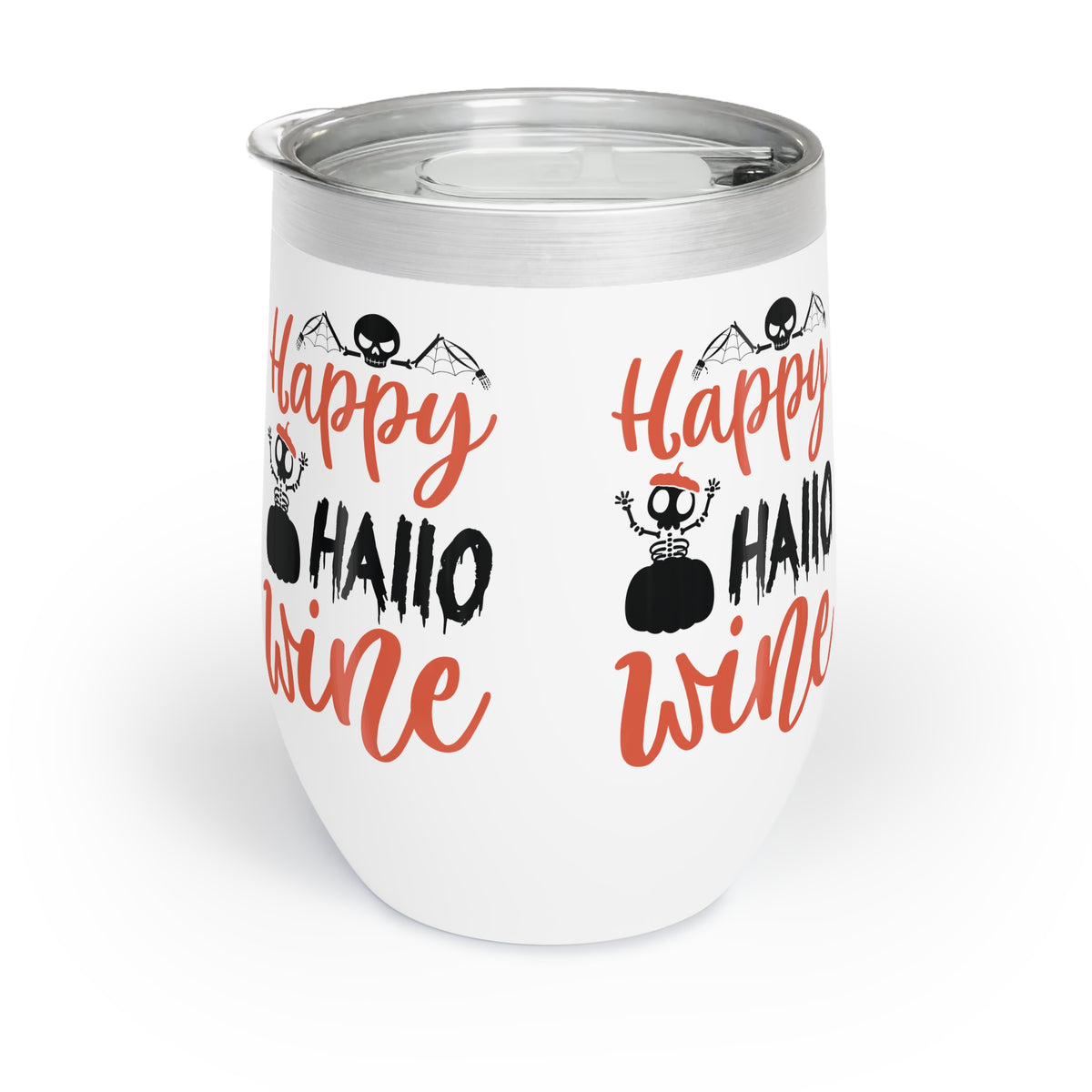 Happy Hallowine Wine Tumbler, Halloween Drink Cup, Reusable Insulated Wine Holder for Fall Parties, Spooky Season Gift