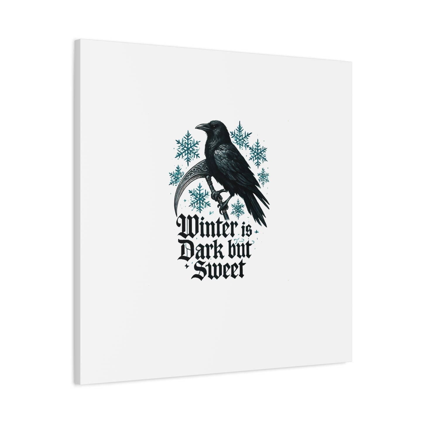 Raven Winter Canvas Art — “Winter is Dark but Sweet” Stretched Matte Print
