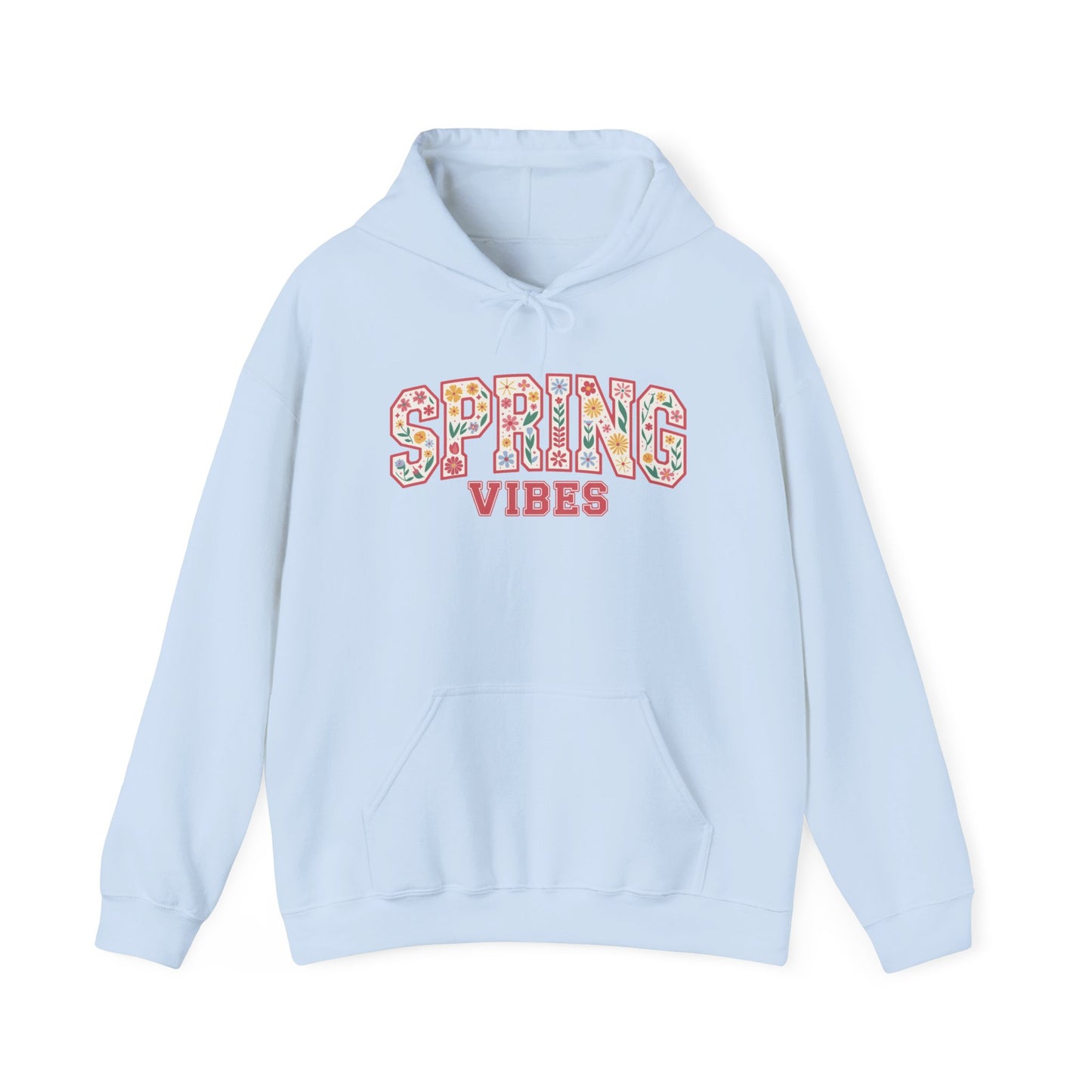 Spring Vibes Hoodie — Floral Pattern Graphic Hooded Sweatshirt