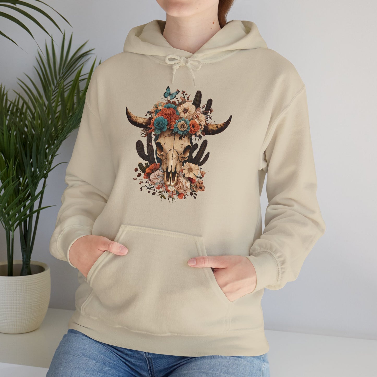 Floral Skull Women's Heavy Blend™ Hoodie, Perfect Gift for Mother's Day