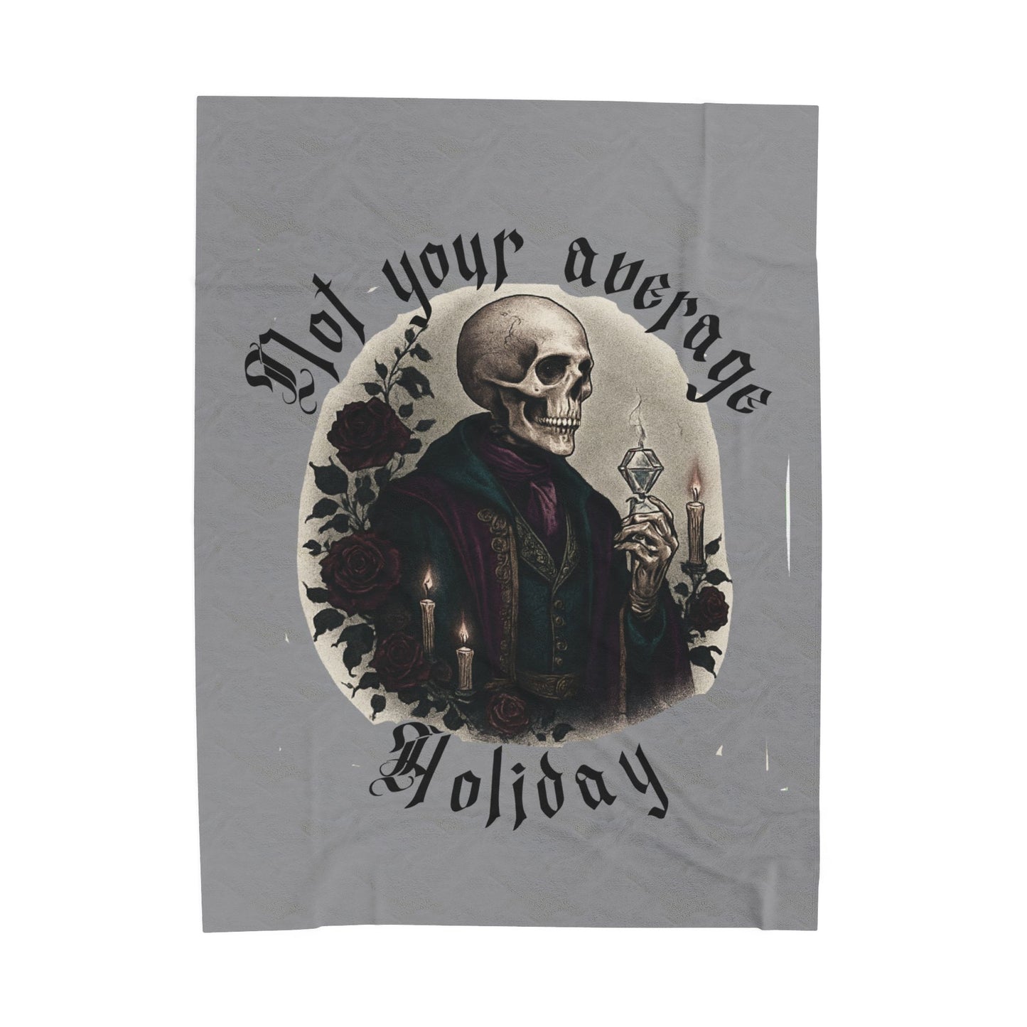 Skull Holiday Velveteen Plush Blanket – “Not Your Average Holiday” Gothic Throw