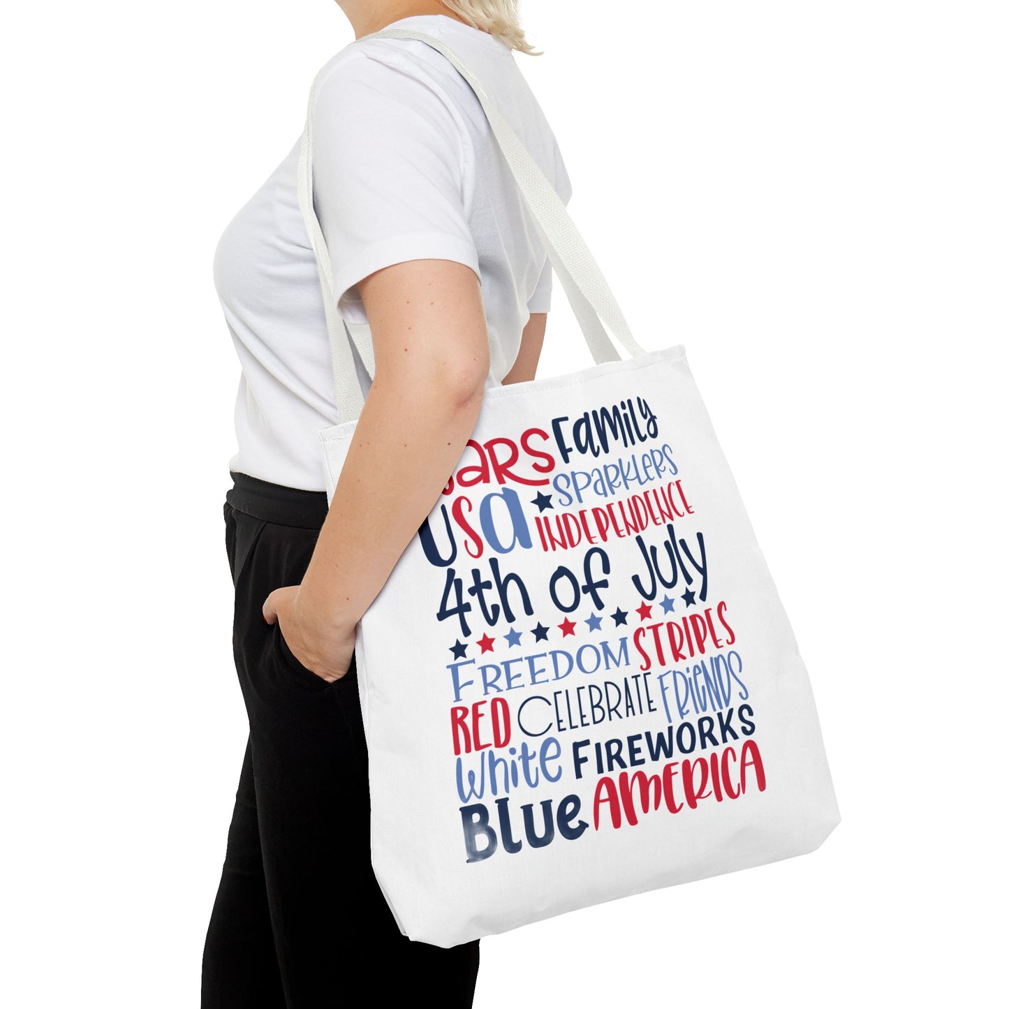 4th of July Tote Bag - USA Patriotic Stars & Stripes Independence Day Tote