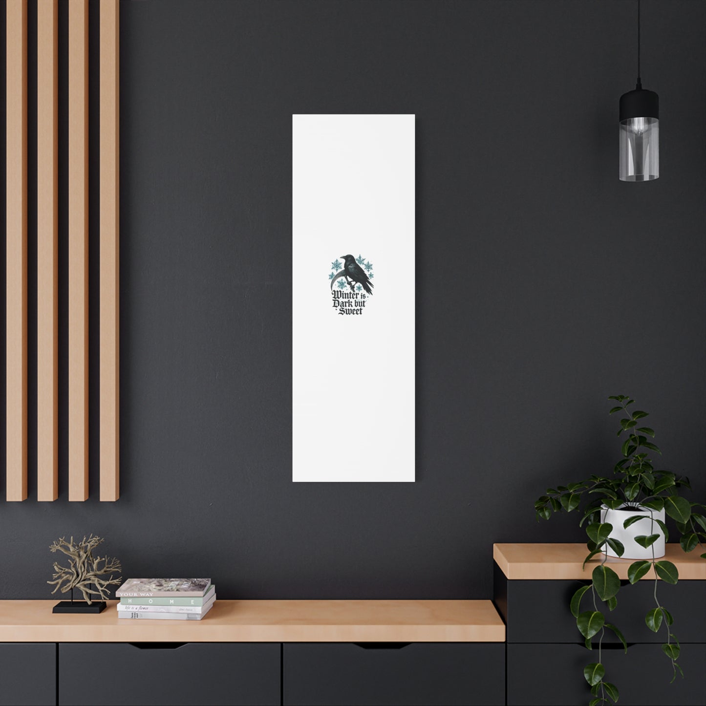 Raven Winter Canvas Art — “Winter is Dark but Sweet” Stretched Matte Print