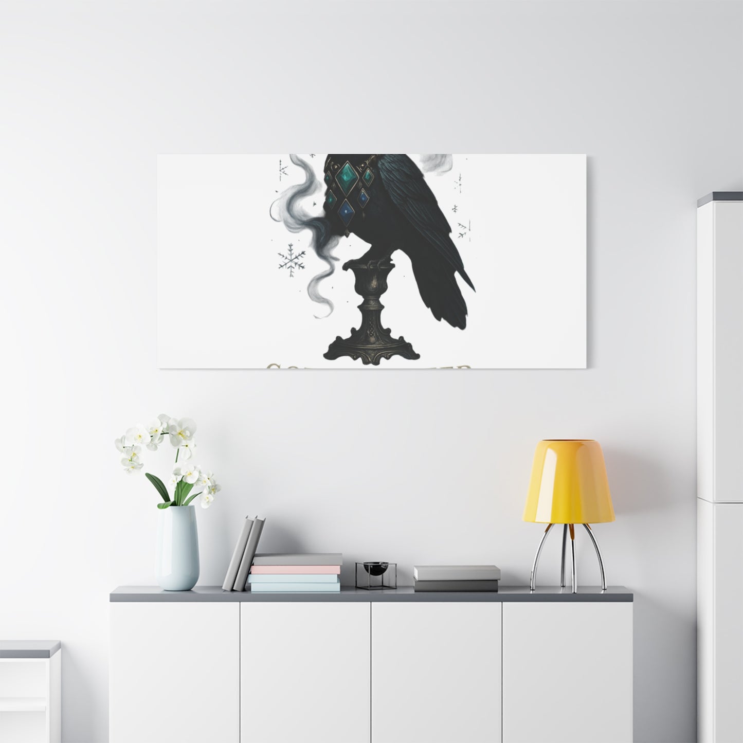 Gothic Raven Canvas Art – “Gothic Cheer, Give Me Fear” Matte Stretched Wall Decor