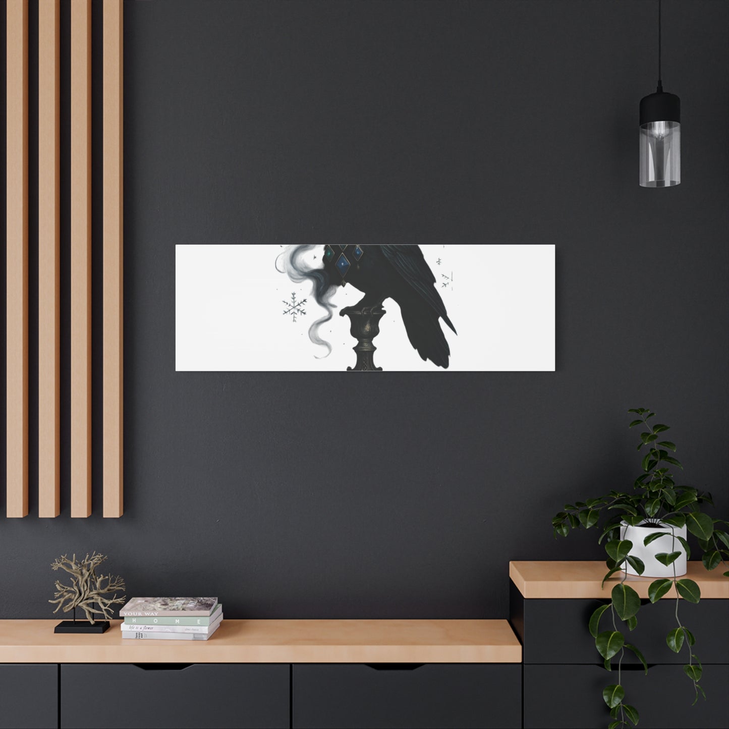 Gothic Raven Canvas Art – “Gothic Cheer, Give Me Fear” Matte Stretched Wall Decor