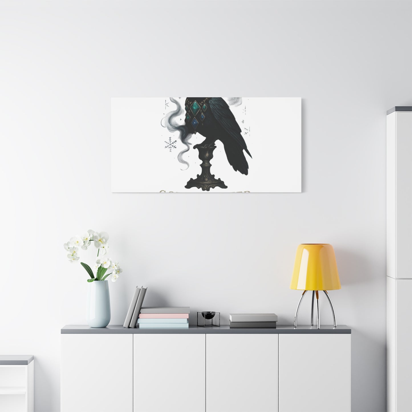 Gothic Raven Canvas Art – “Gothic Cheer, Give Me Fear” Matte Stretched Wall Decor