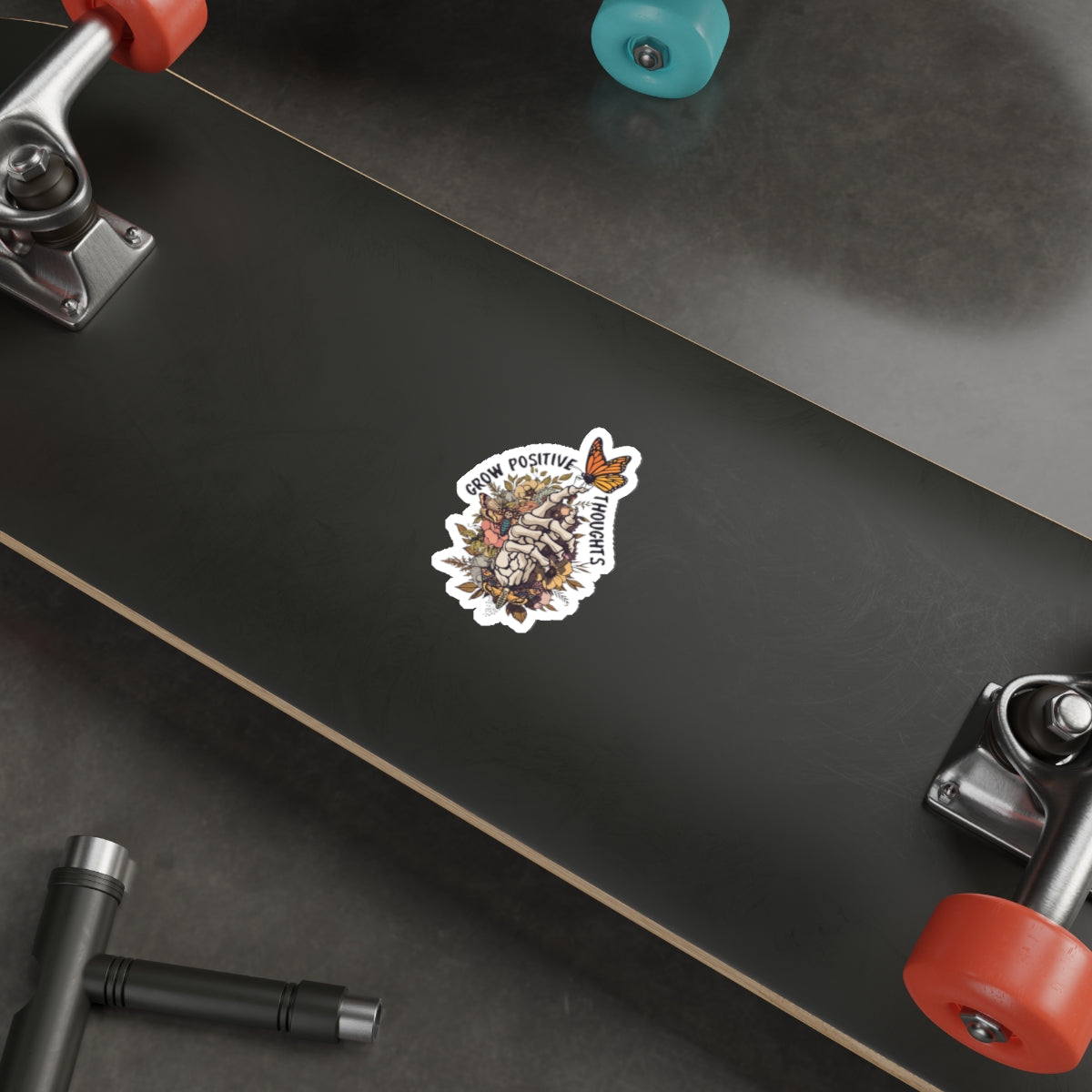 Grow Positive Thoughts Skull Sticker