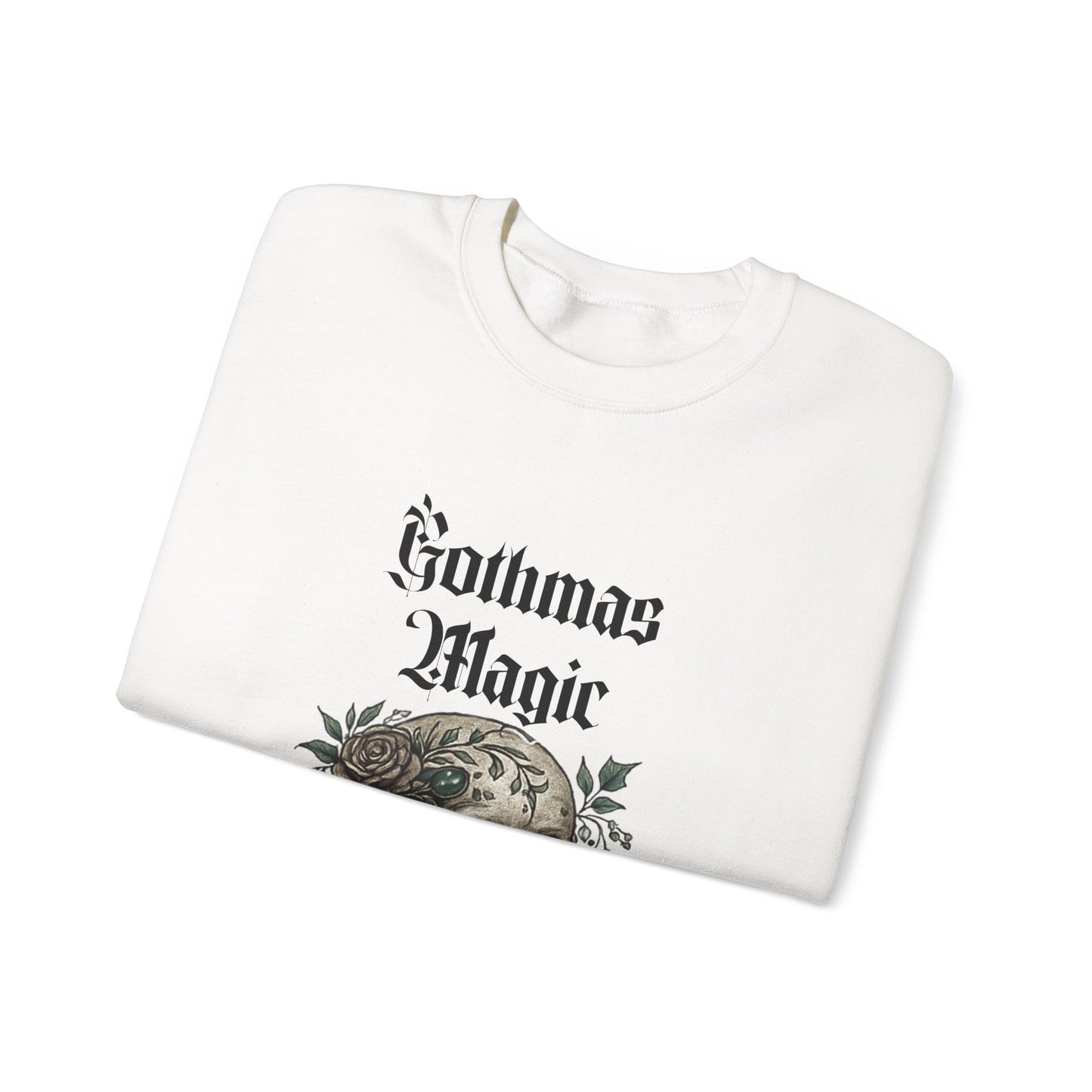 Crewneck Sweatshirt — Gothmas Magic Skull & Roses Holiday Gothic Pullover