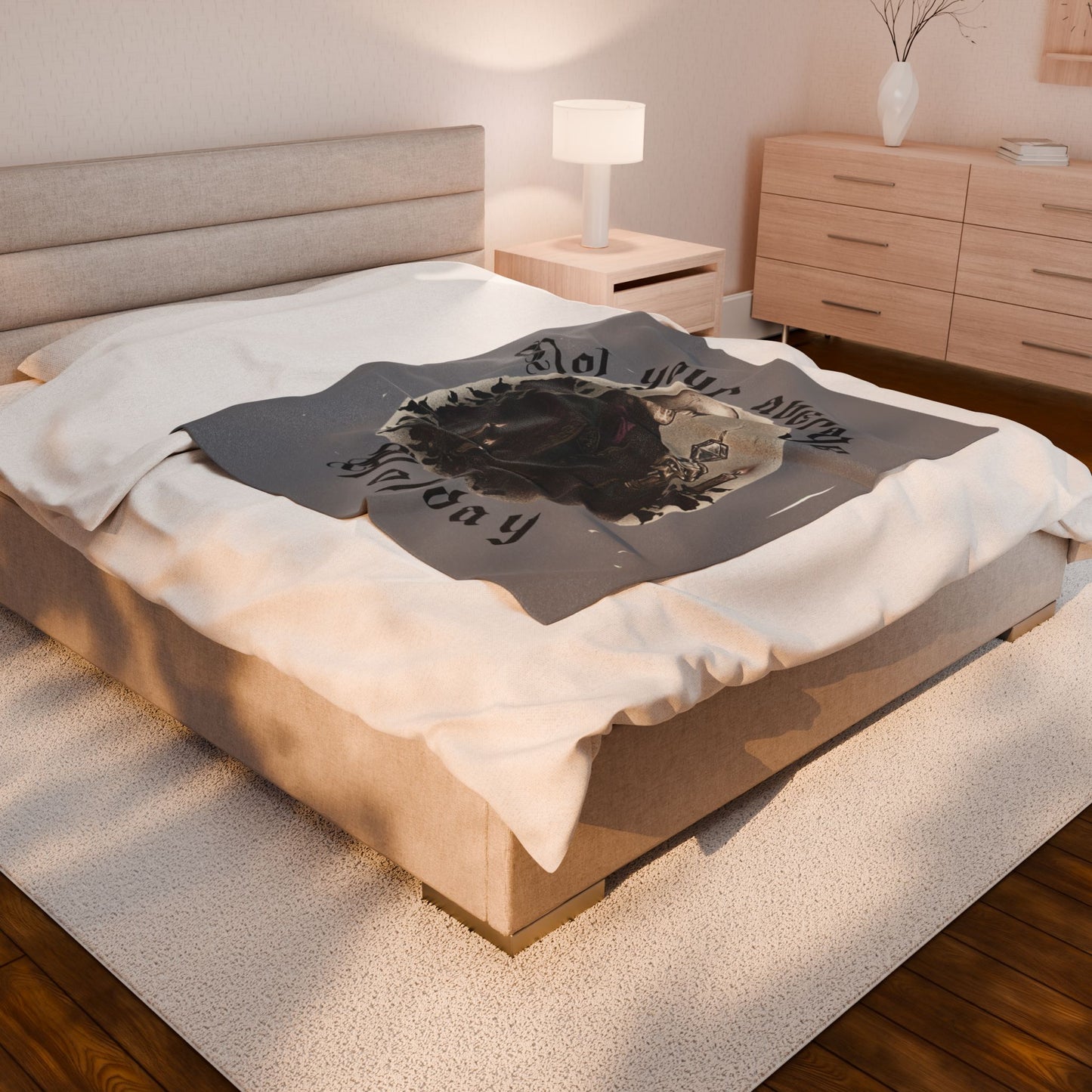 Skull Holiday Velveteen Plush Blanket – “Not Your Average Holiday” Gothic Throw