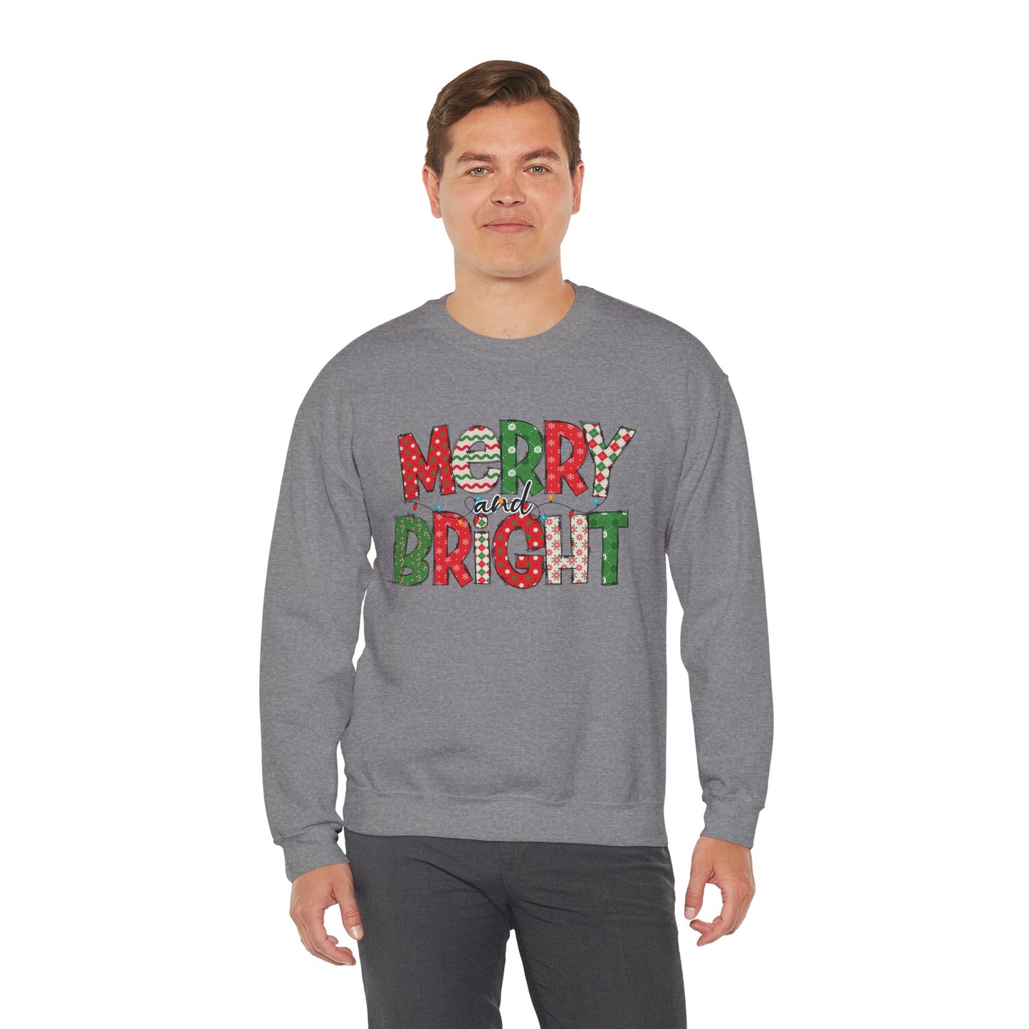 Merry and Bright Crewneck Sweatshirt — Festive Holiday Sweatshirt